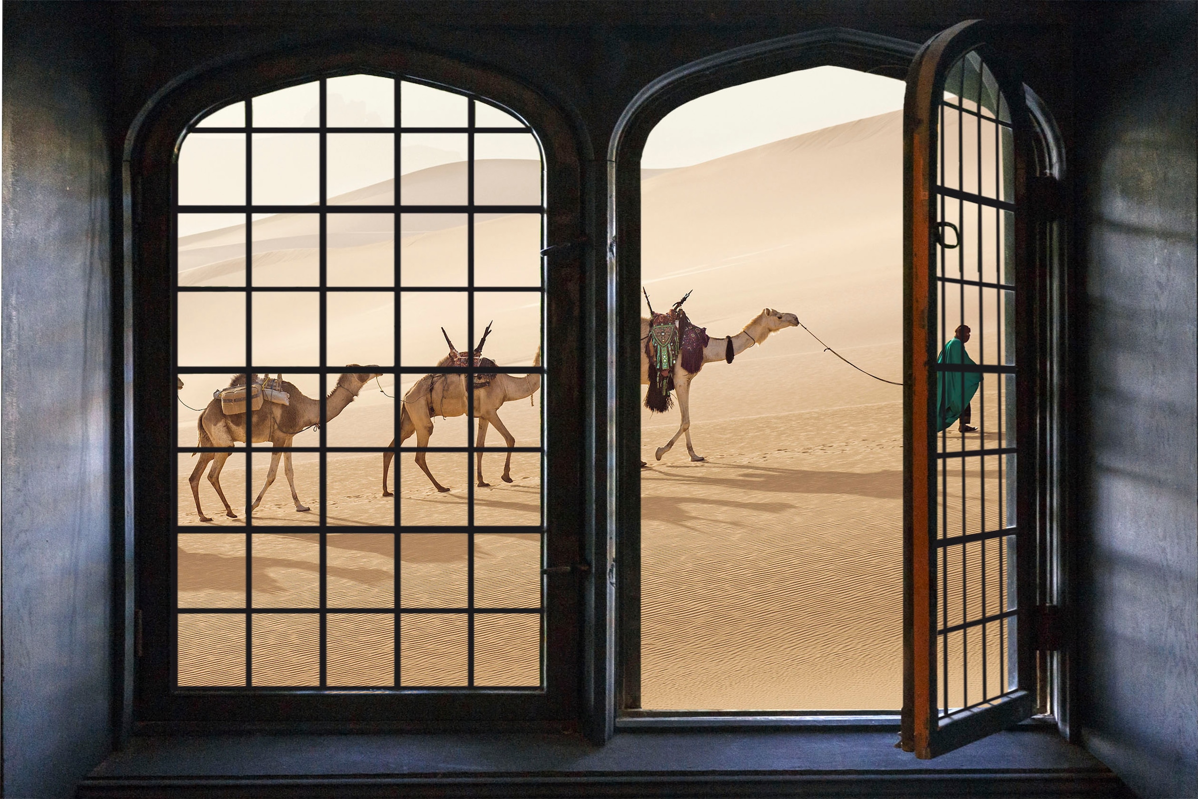 queence Wandsticker »Wüste«, Wandsticker, Wandbild, selbstklebend, 3D, Fenster