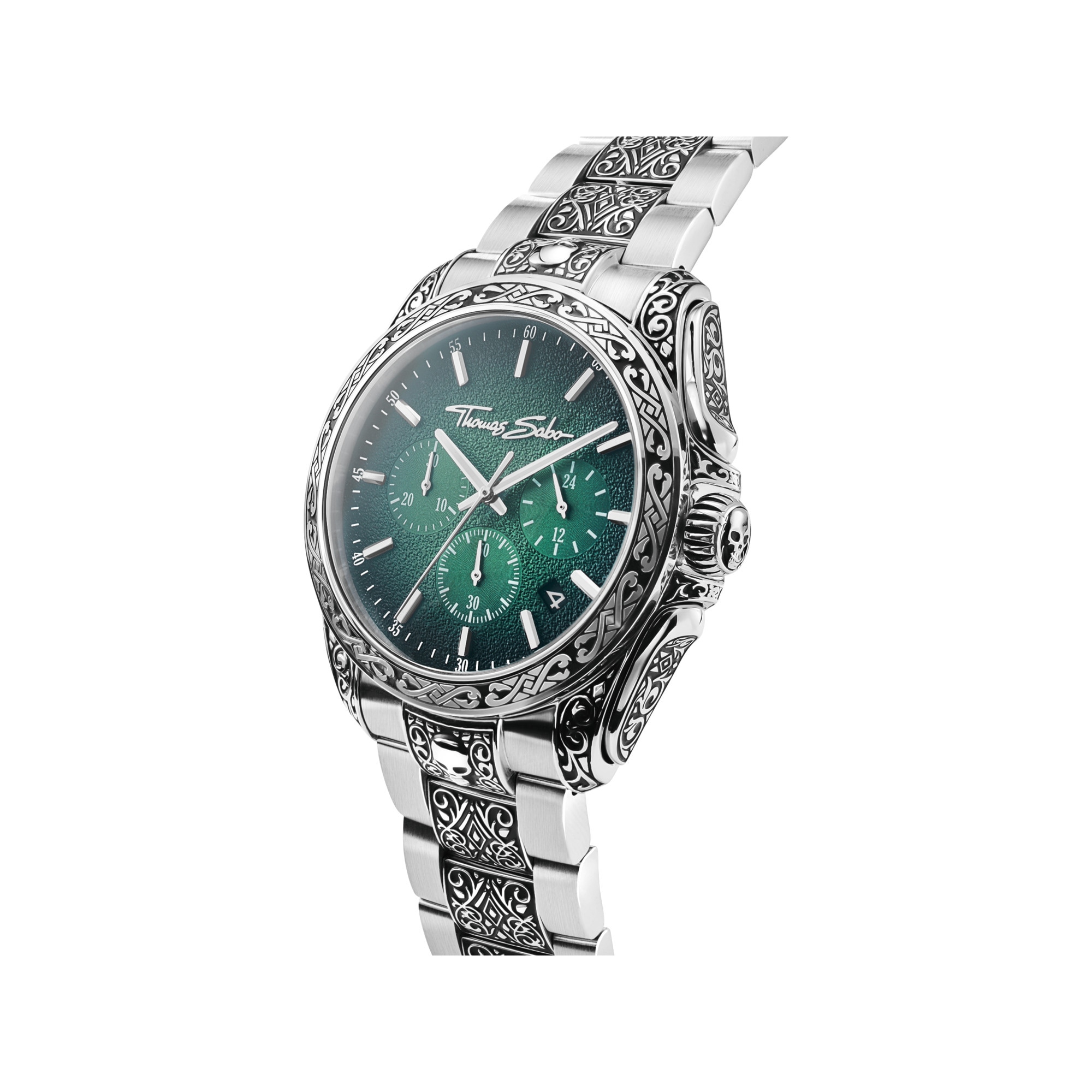 THOMAS SABO Chronograph »Engraved« Quarzuhr, Armbanduhr, Herrenuhr, Edelstahlarmband, analog, Tag