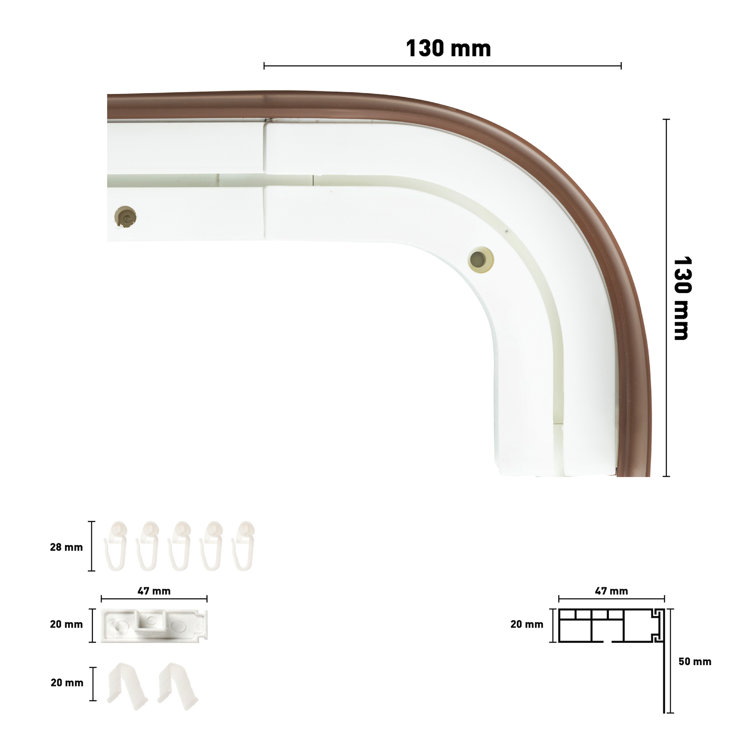 SN DECO GROUP Gardinenschiene »SH1«, 1 läufig-läufig, Fixmaß, mit Blende 5 cm