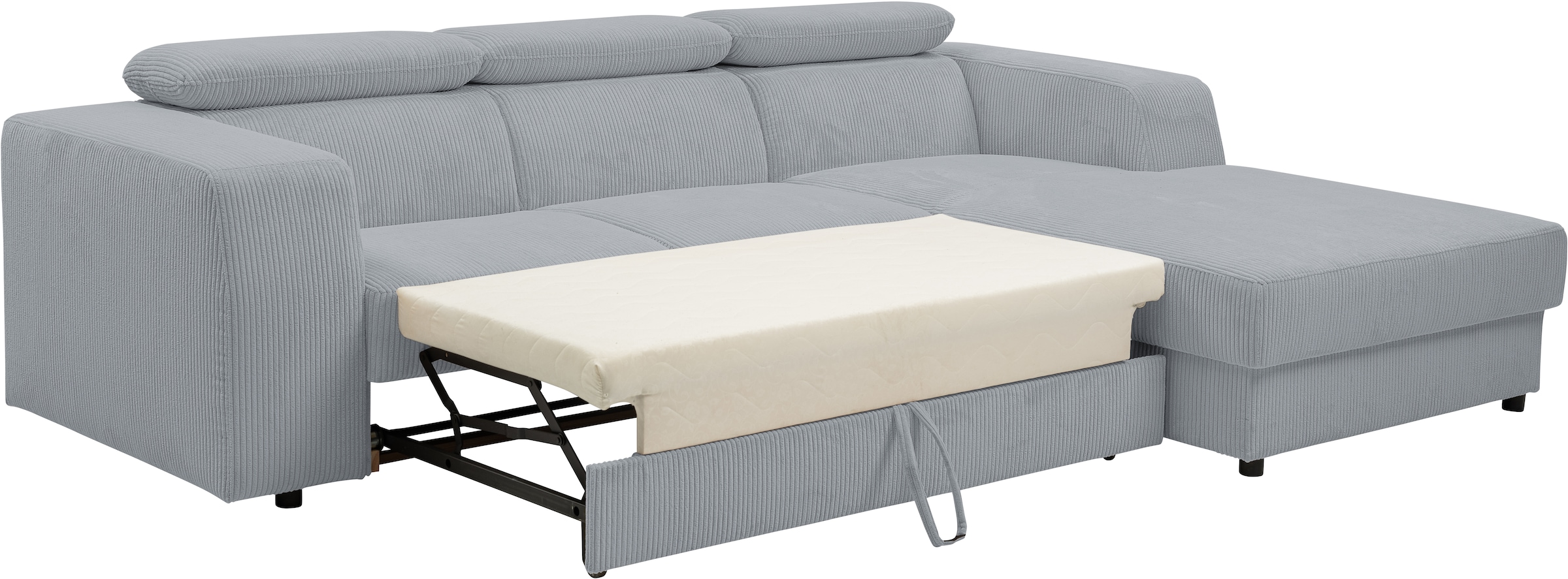 WERK2 Ecksofa »Cherry, modernes Sofa mit Komfortfunktionen, Breite 270cm, L-Form,«, bequem, mit verstellbaren Kopfteilen, Schlaffunktion und Bettkasten