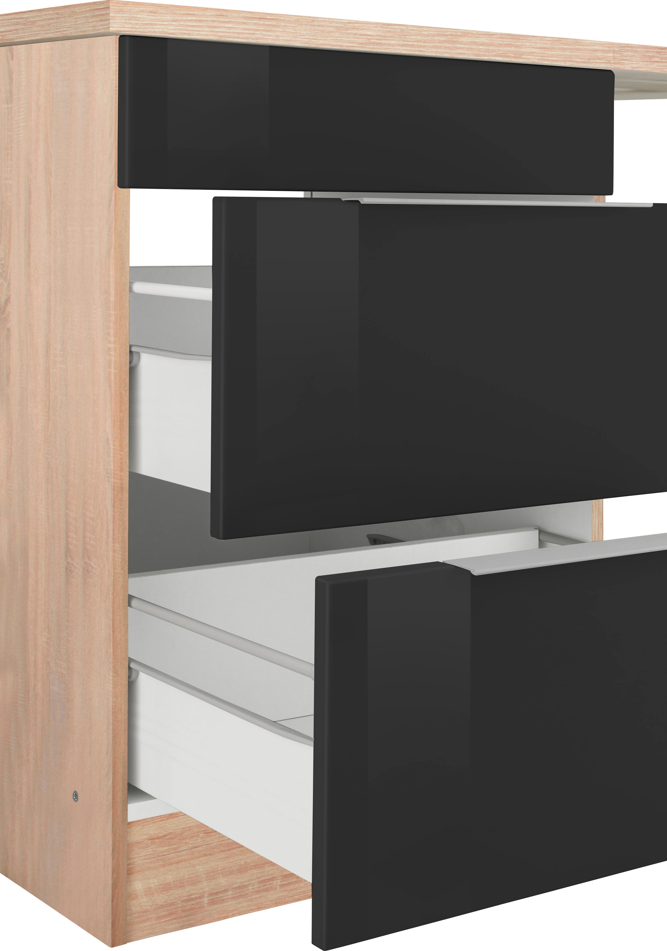 KOCHSTATION Winkelküche »KS-Brindisi Stellbreite 230/170 cm«, wahlweise mit E-Geräten und Induktion, mit MDF-Fronten