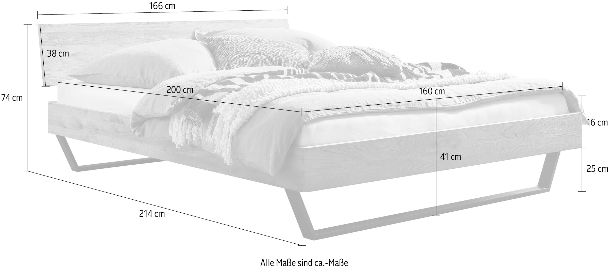 HASENA Massivholzbett »Asti«, mit einer Fußhöhe von 25 cm