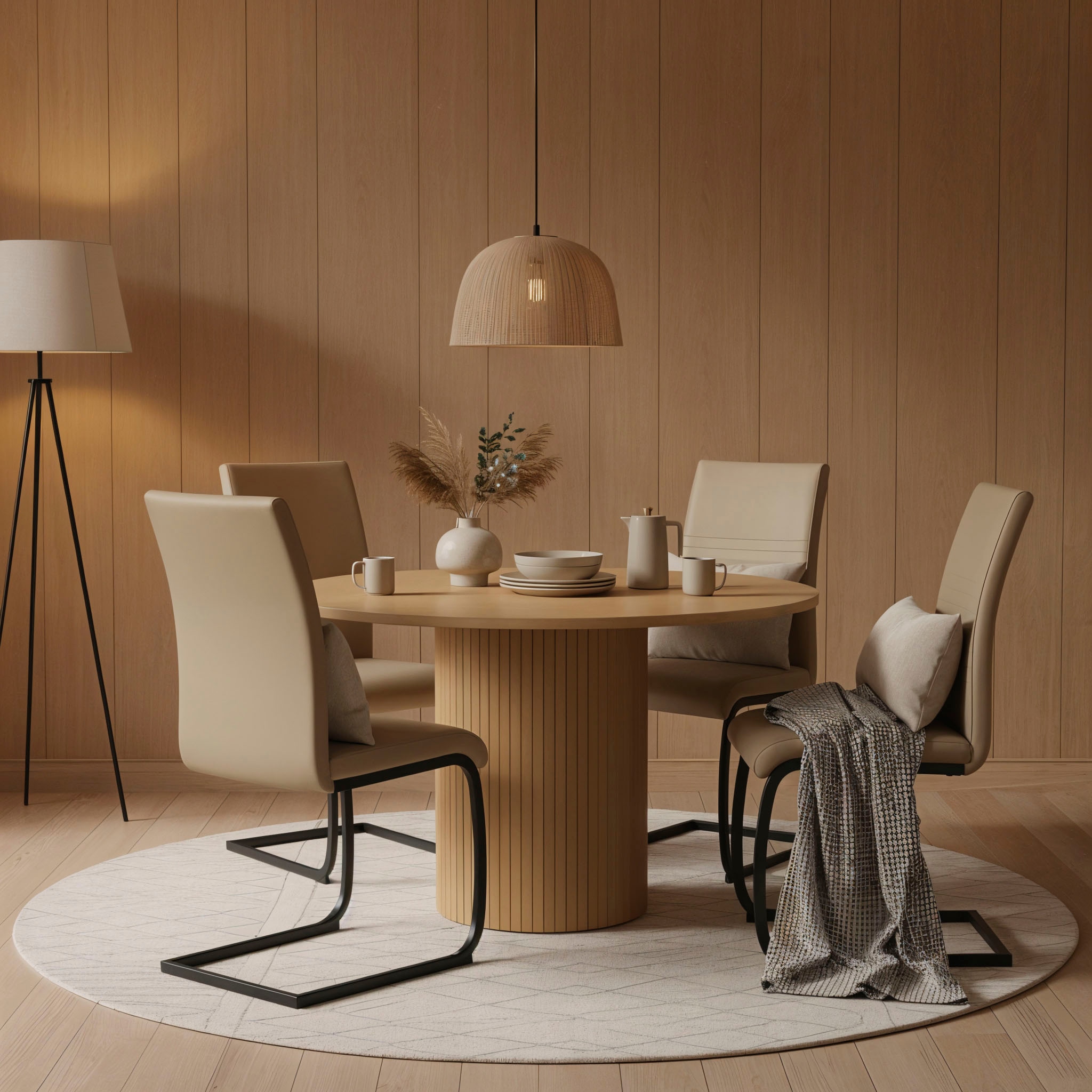 Möbilia Esstisch Sockel mit Lamellendesign