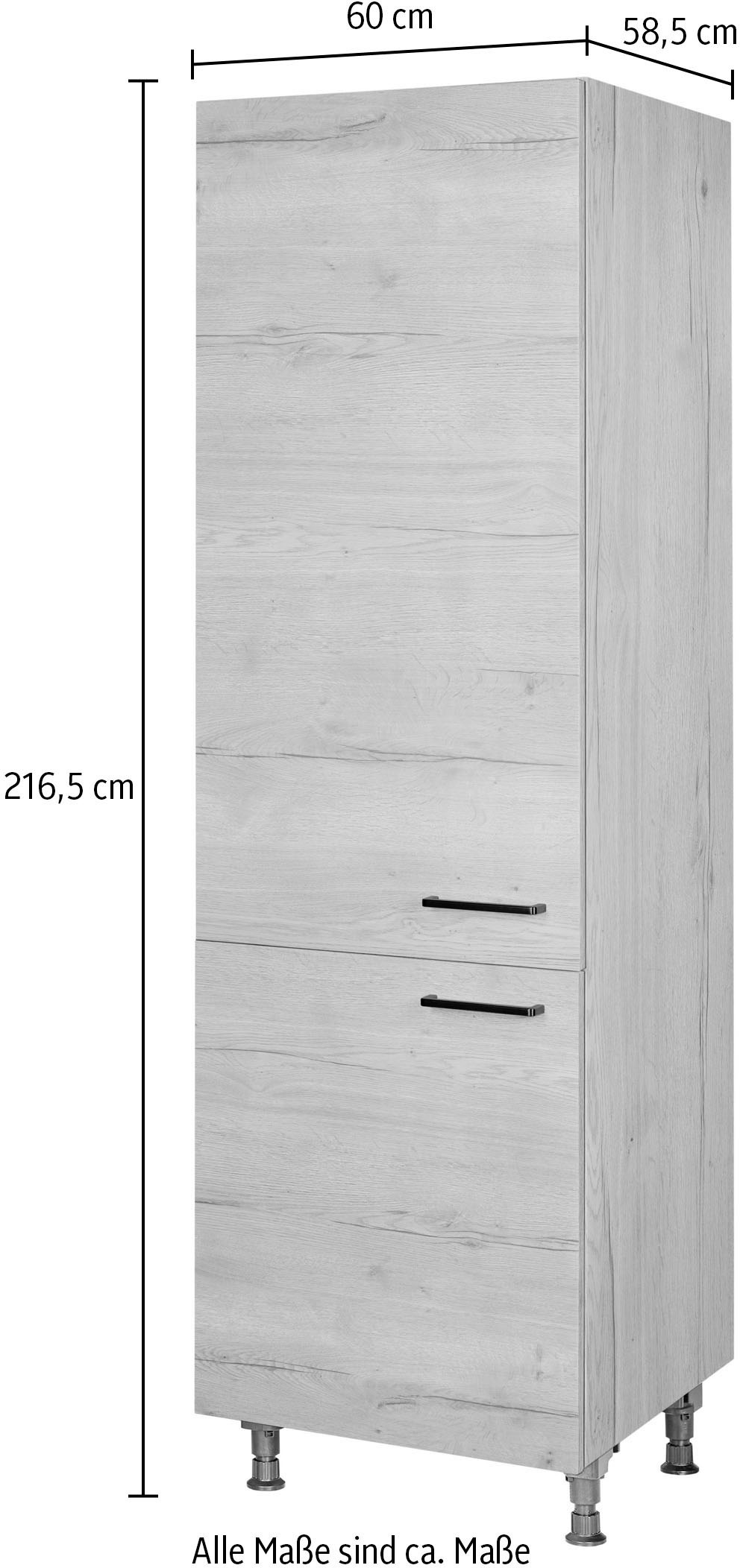 nobilia® Hochschrank »"Structura", Ausrichtung wählbar, mit zwei Türen, vormontiert,«, Breite/Höhe: 60/216,6 cm