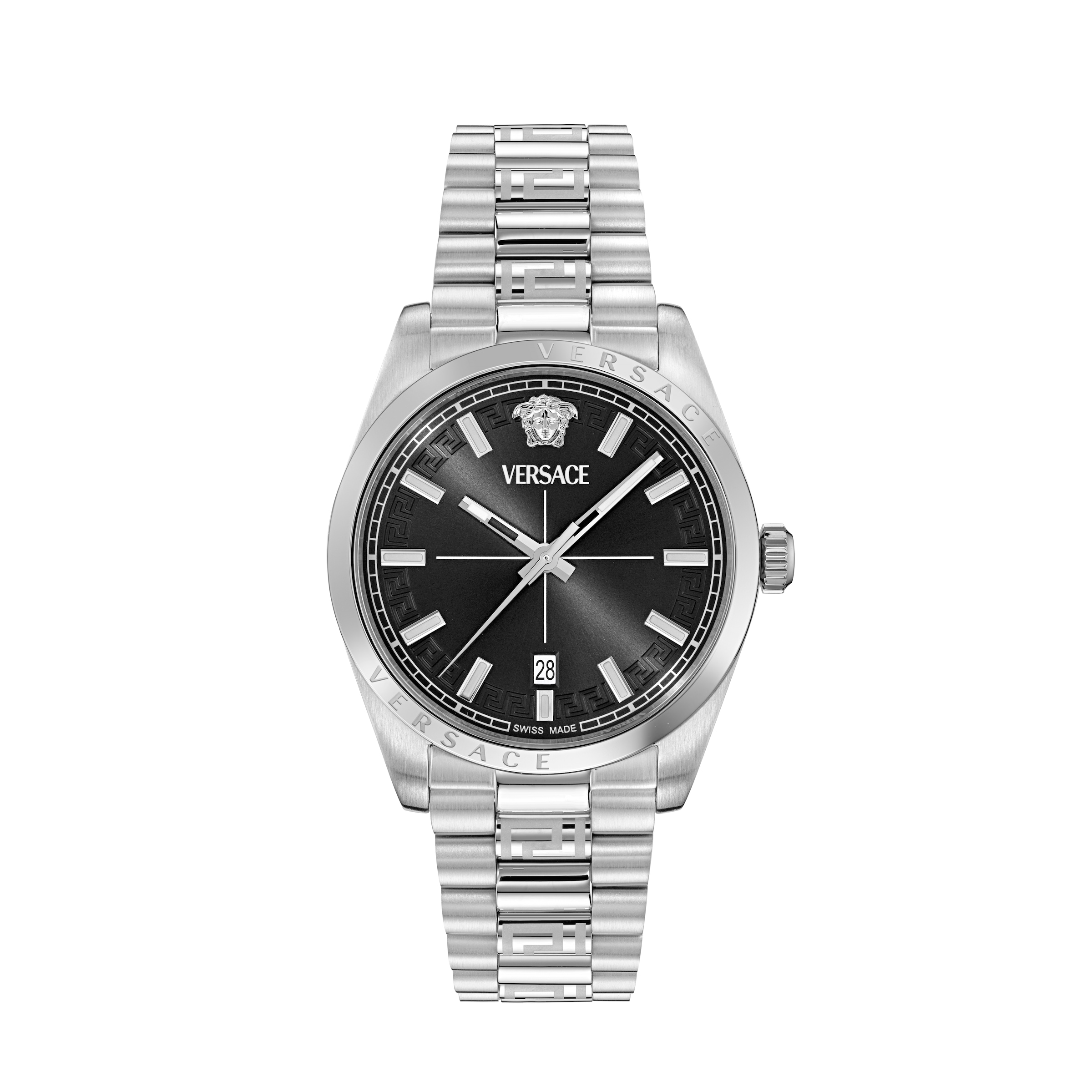 Versace Quarzuhr »MILLENYIUM GENT« Armbanduhr, Damenuhr, Herrenuhr, Swiss Made, Edelstahlarmband, analog