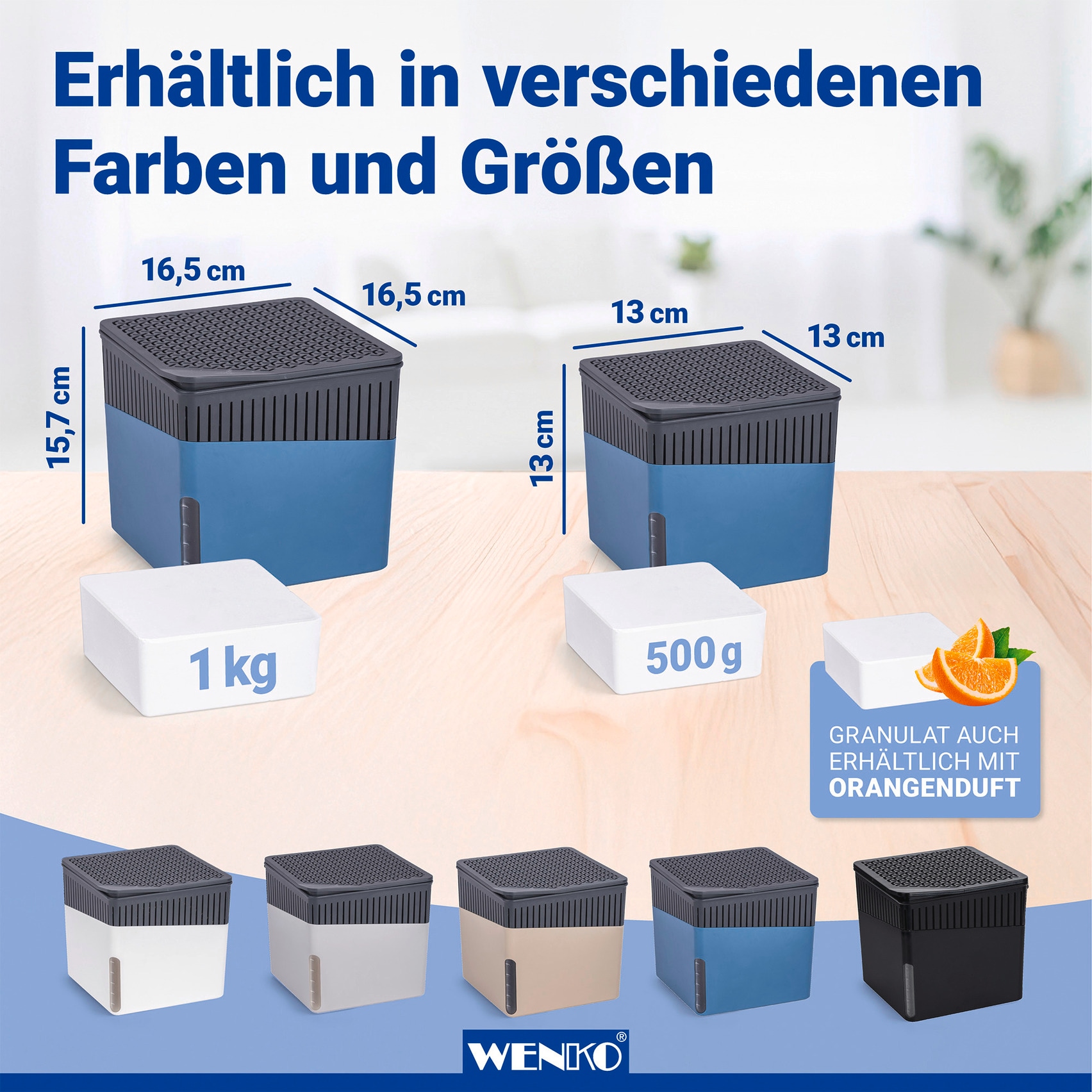 WENKO Luftentfeuchter »Cube« für 80 m³ Räume für 80 m³ Räume, mit 2 x 1000 g Entfeuchter-Blöcken
