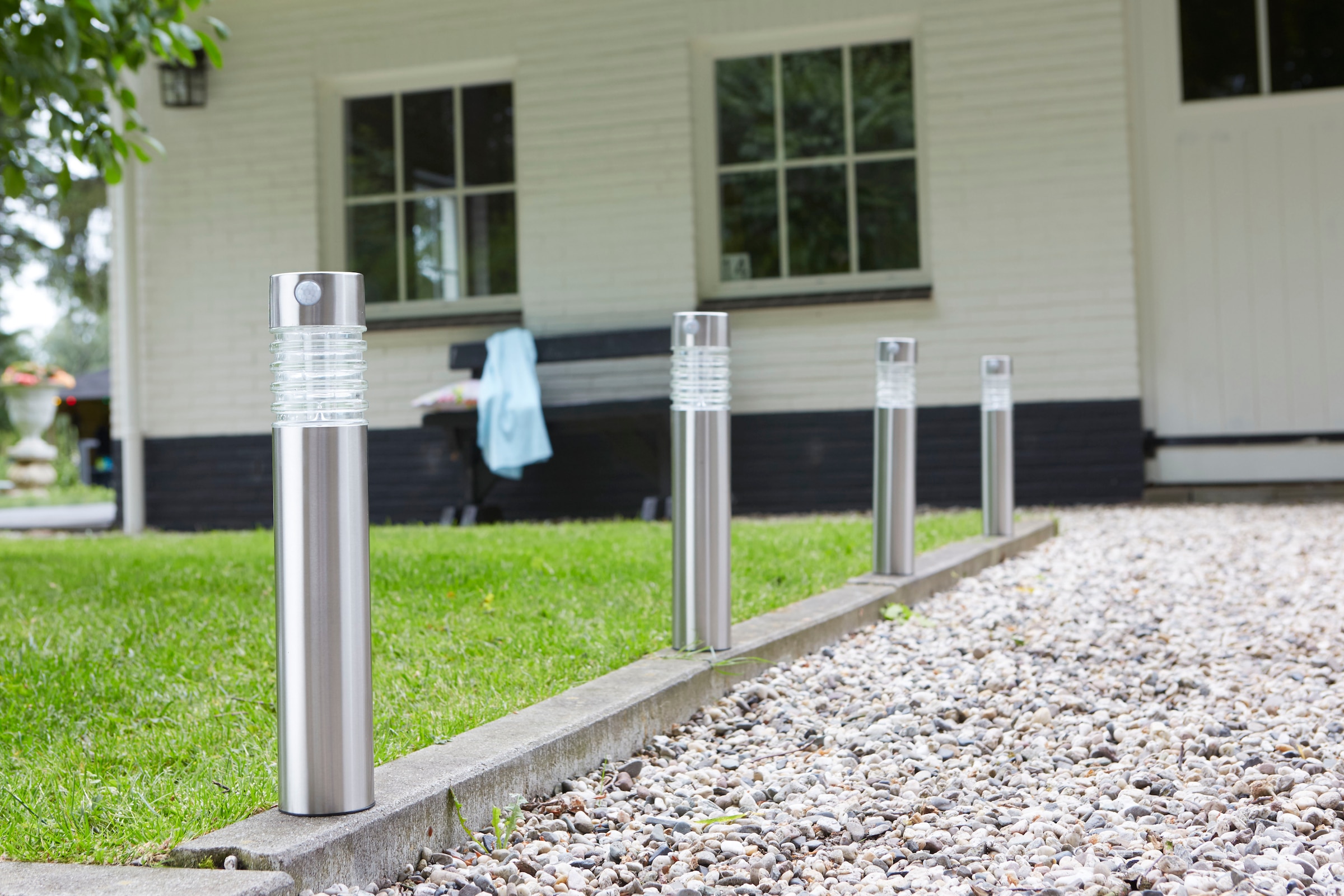 LUXFORM Gartenleuchte »Solar-Intelligente Hybrid-Gartenlampe - Arizona«, Leuchtmittel LED-Modul | LED fest integriert, Aus Edelstahl und Glas gefertigt