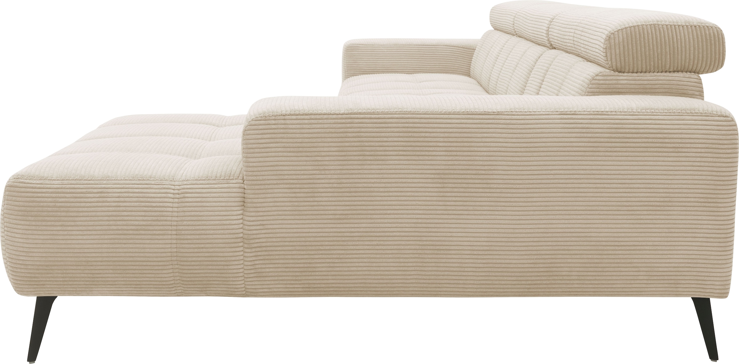 DOMO collection Ecksofa »Trento L-Form, mit Kufenfuß oder Einzelfuß«, wahlweise mit Kopfteilverstellung, Recamiere links/rechts bestellbar