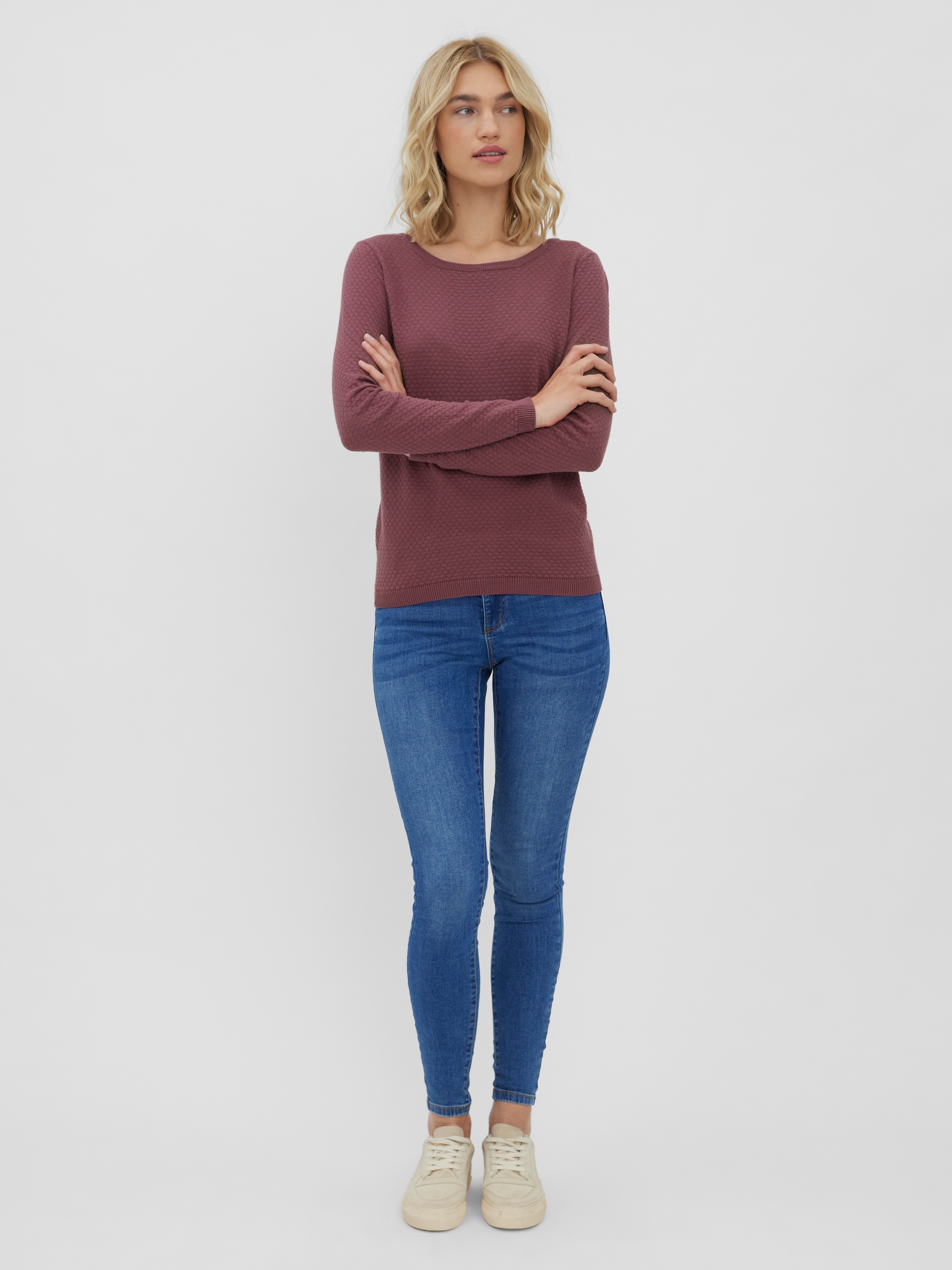 Vero Moda Rundhalspullover »VMCARE STRUCTURE LS O-NECK BLOU NOOS«, mit Strukturmuster