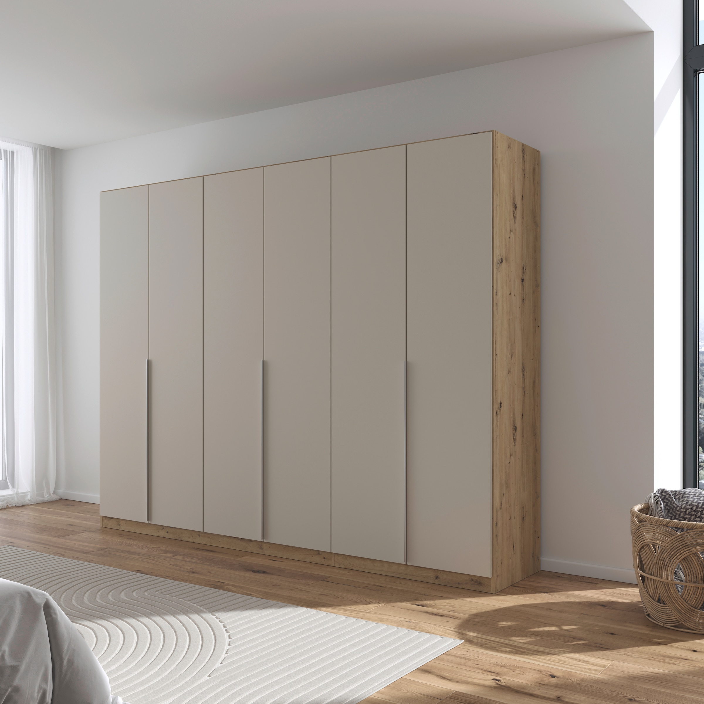 rauch Drehtürenschrank »Kleiderschrank Schrank Garderobe AGORDO TOPSELLER Schlafzimmer«, (in zwei Griff-Farben mit Dekor- oder Hochglanzfront), durchdachte Innenausstattung, in 6 Breiten und 2 Höhen MADE IN GERMANY