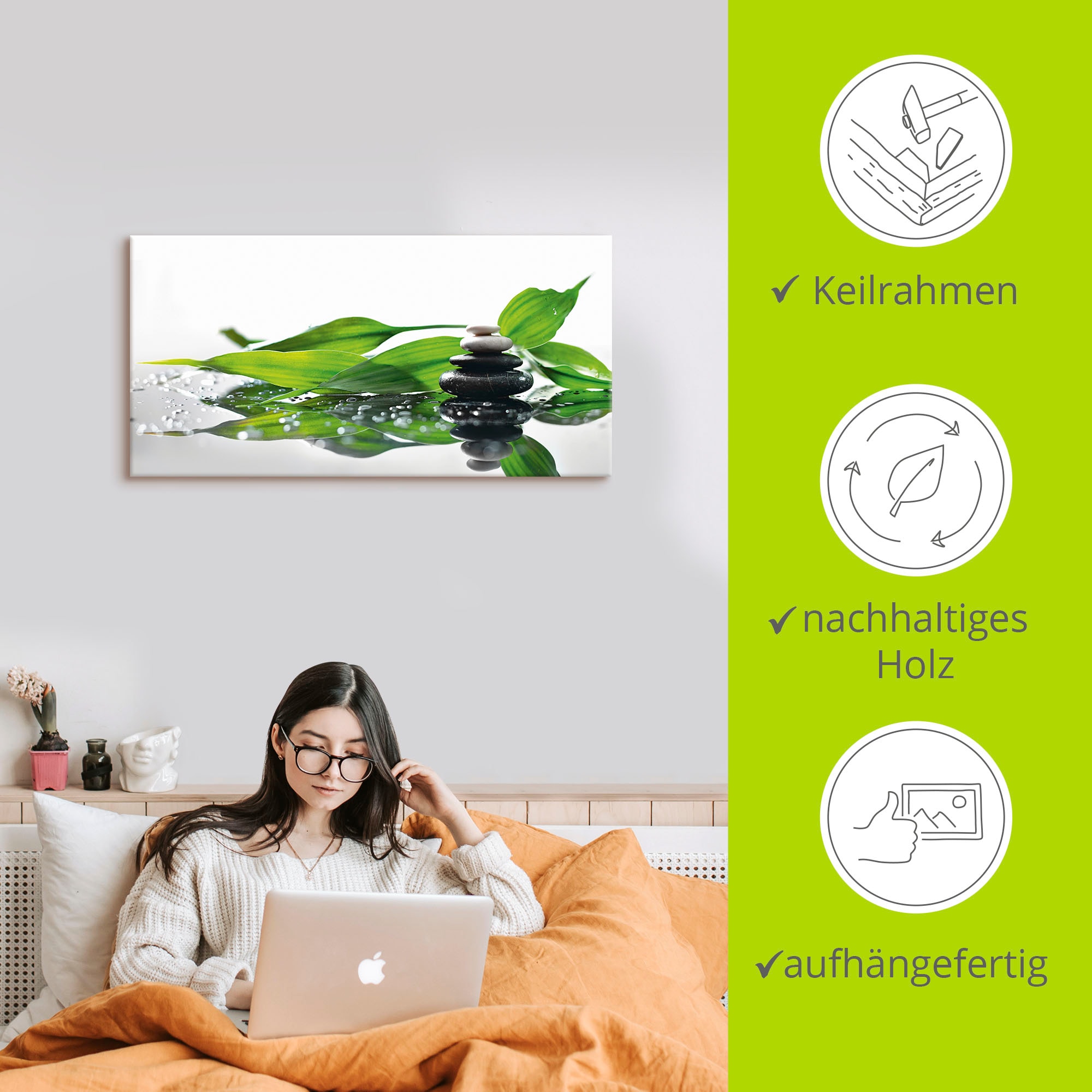 Artland Wandbild »Spa mit Steinen und Bambus«, Zen, (1 St.), als Alubild, Outdoorbild, Leinwandbild in verschied. Größen