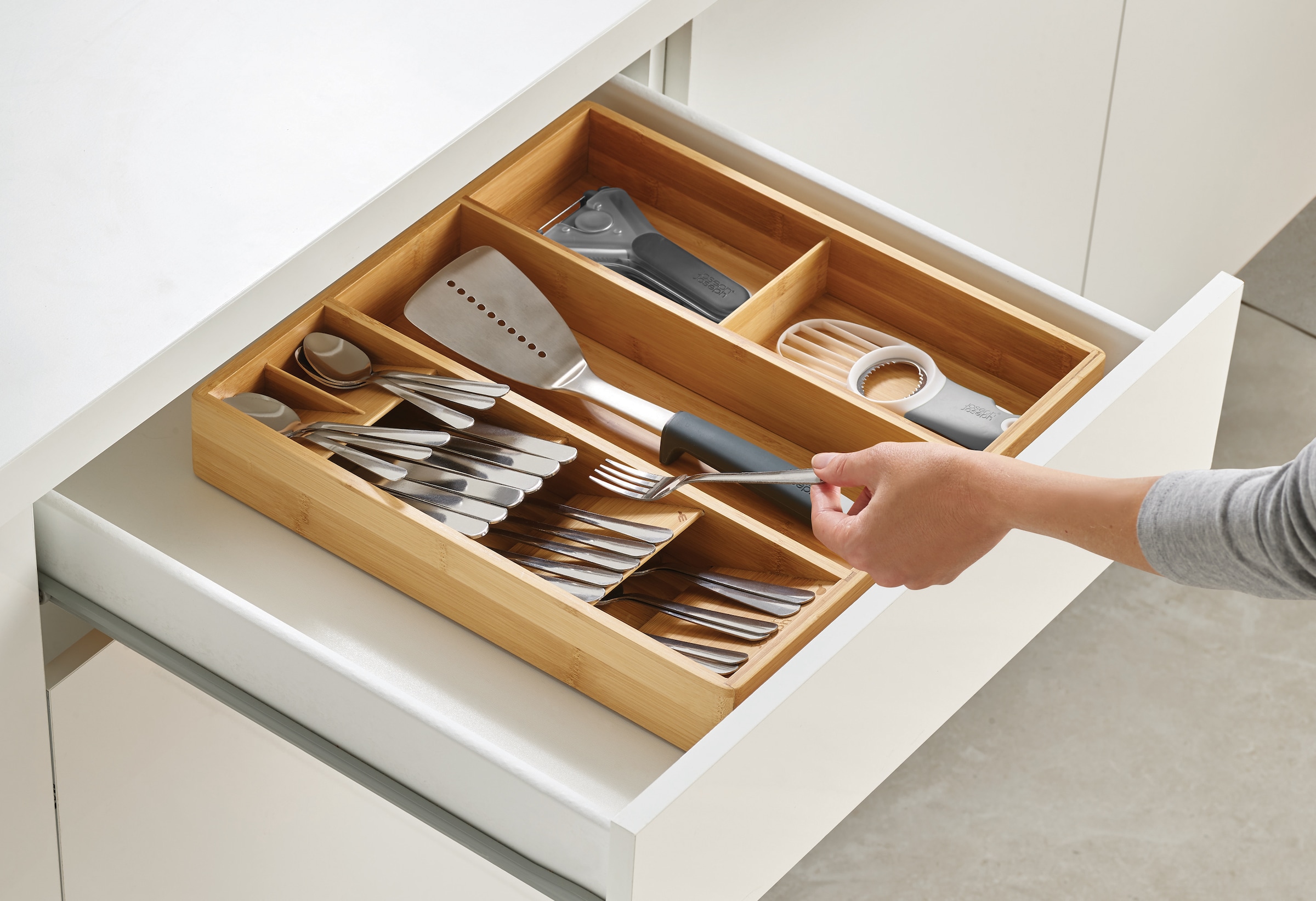 Joseph Joseph Besteckkasten »DrawerStore Organizer«, Bambus, für Besteck, Küchenhelfer, Kochzubehör