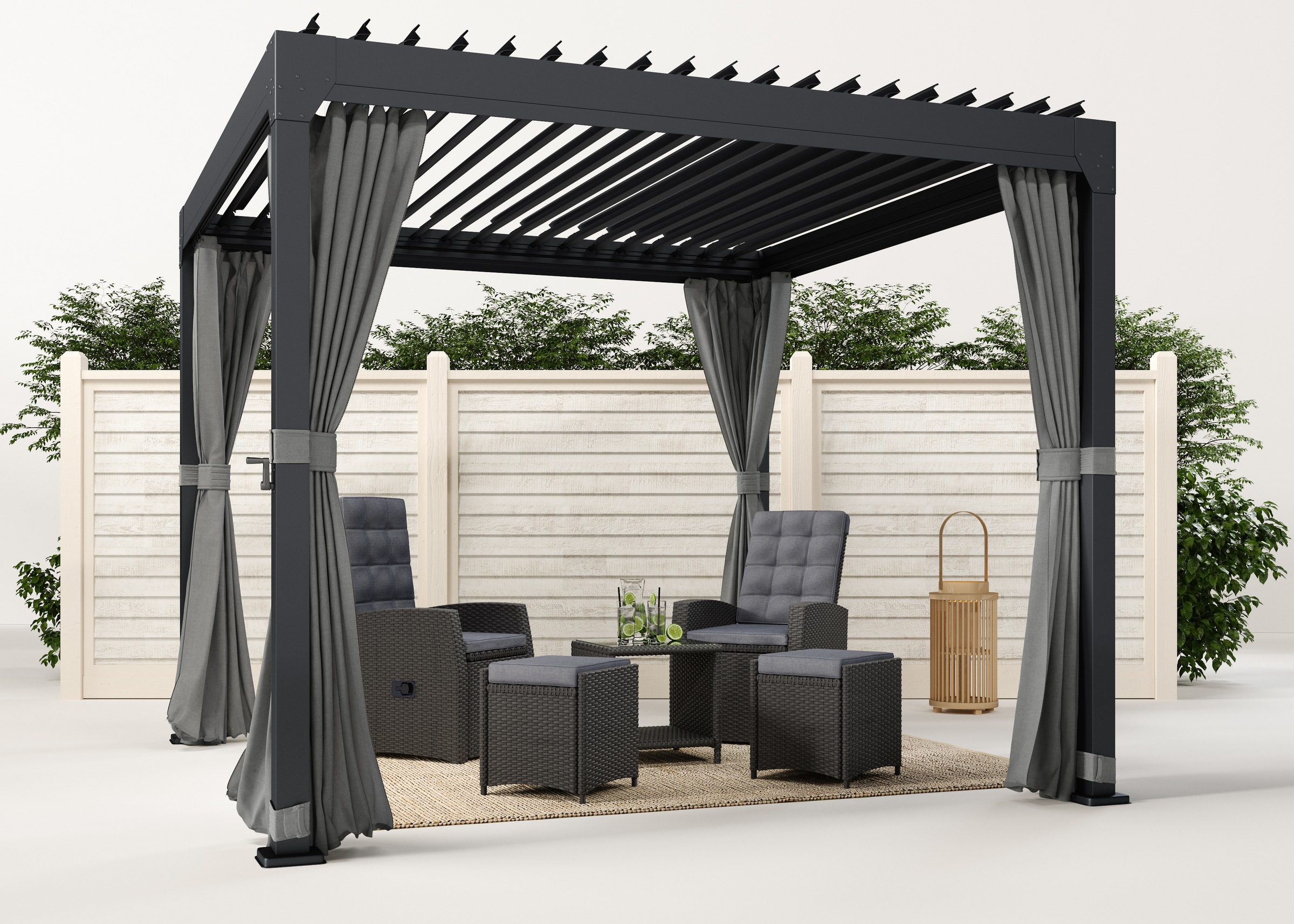 KONIFERA »Palma« Pergola, mit Lamellendach grau