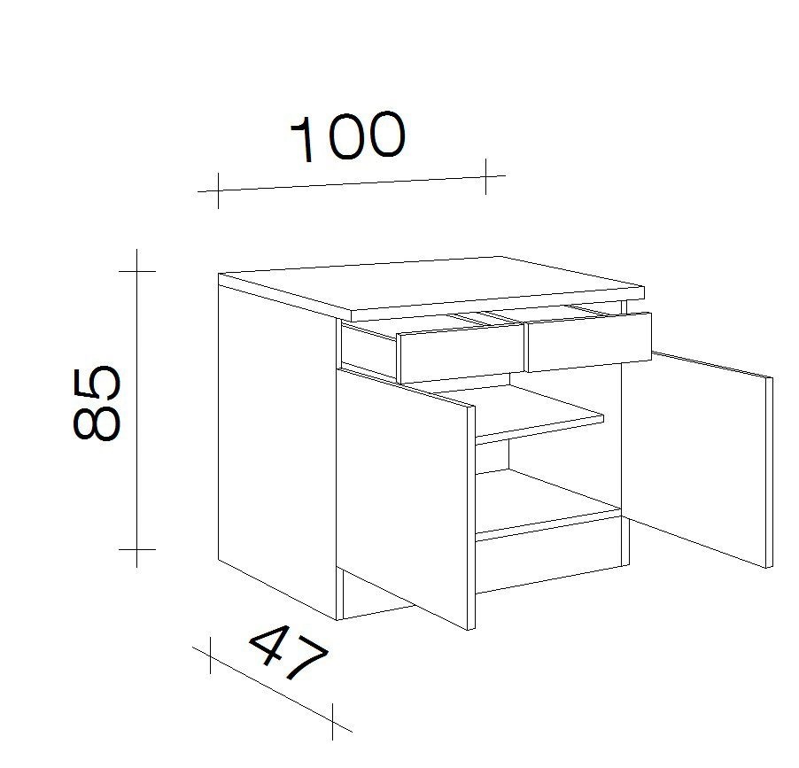 Flex-Well Unterschrank »Bergen«, (B x H x T) 100 x 85 x 50 cm, für viel Stauraum