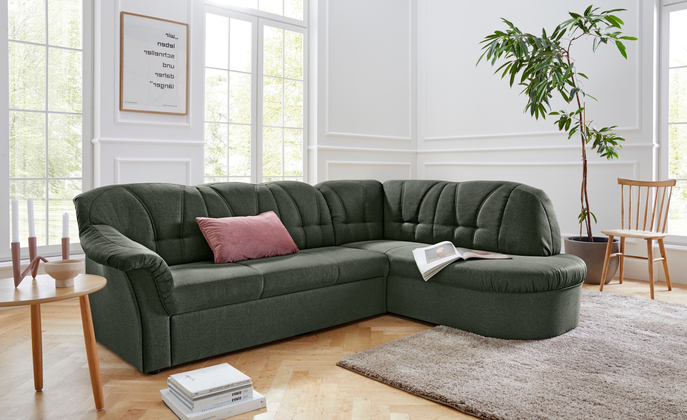 DOMO collection Ecksofa »Pegnitz, elegante Rückensteppung, zeitlose Formens günstig online kaufen