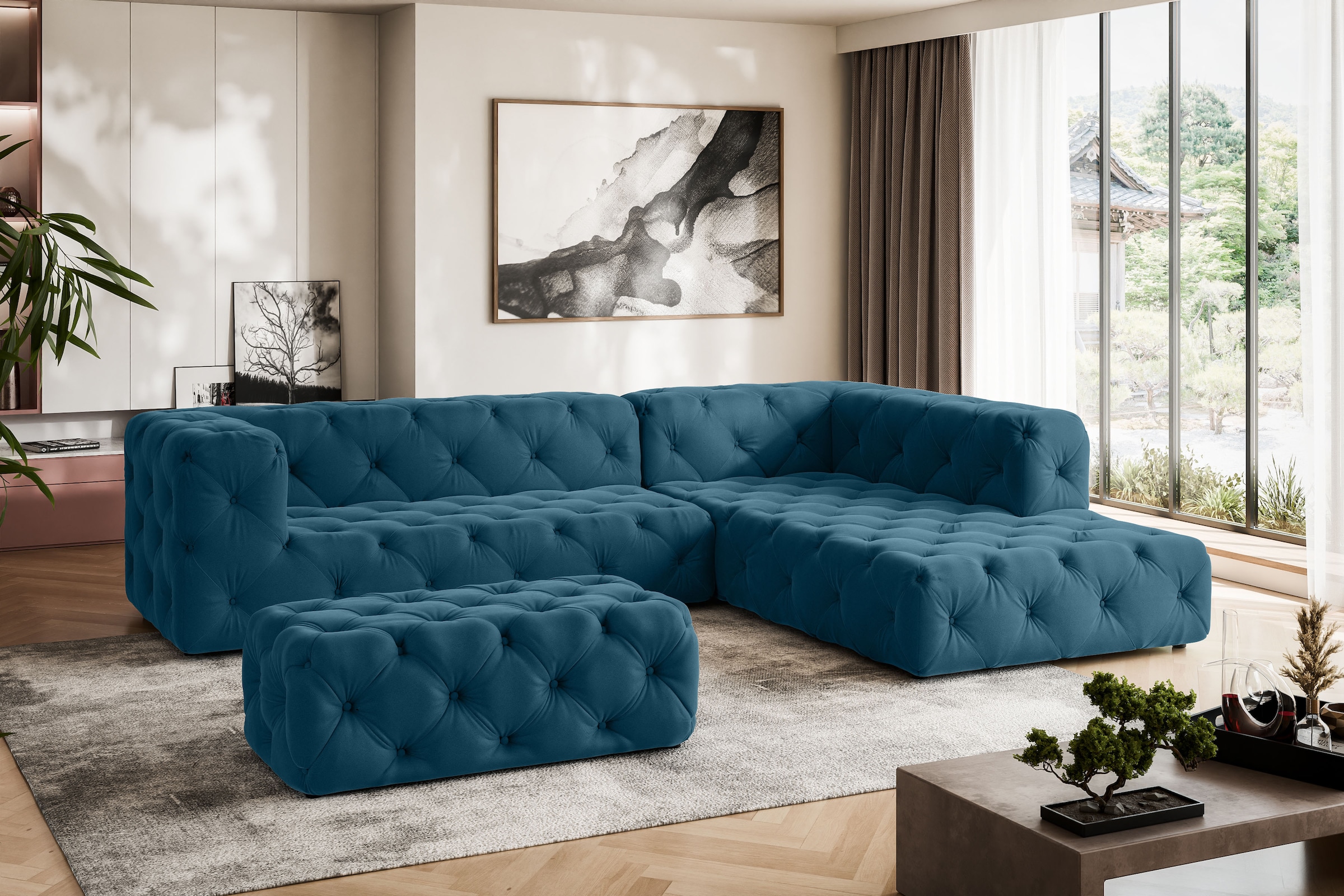 Home affaire Ecksofa »FOLLINA« L-Form, mit klassischer Chesterfield-Knopfhe günstig online kaufen