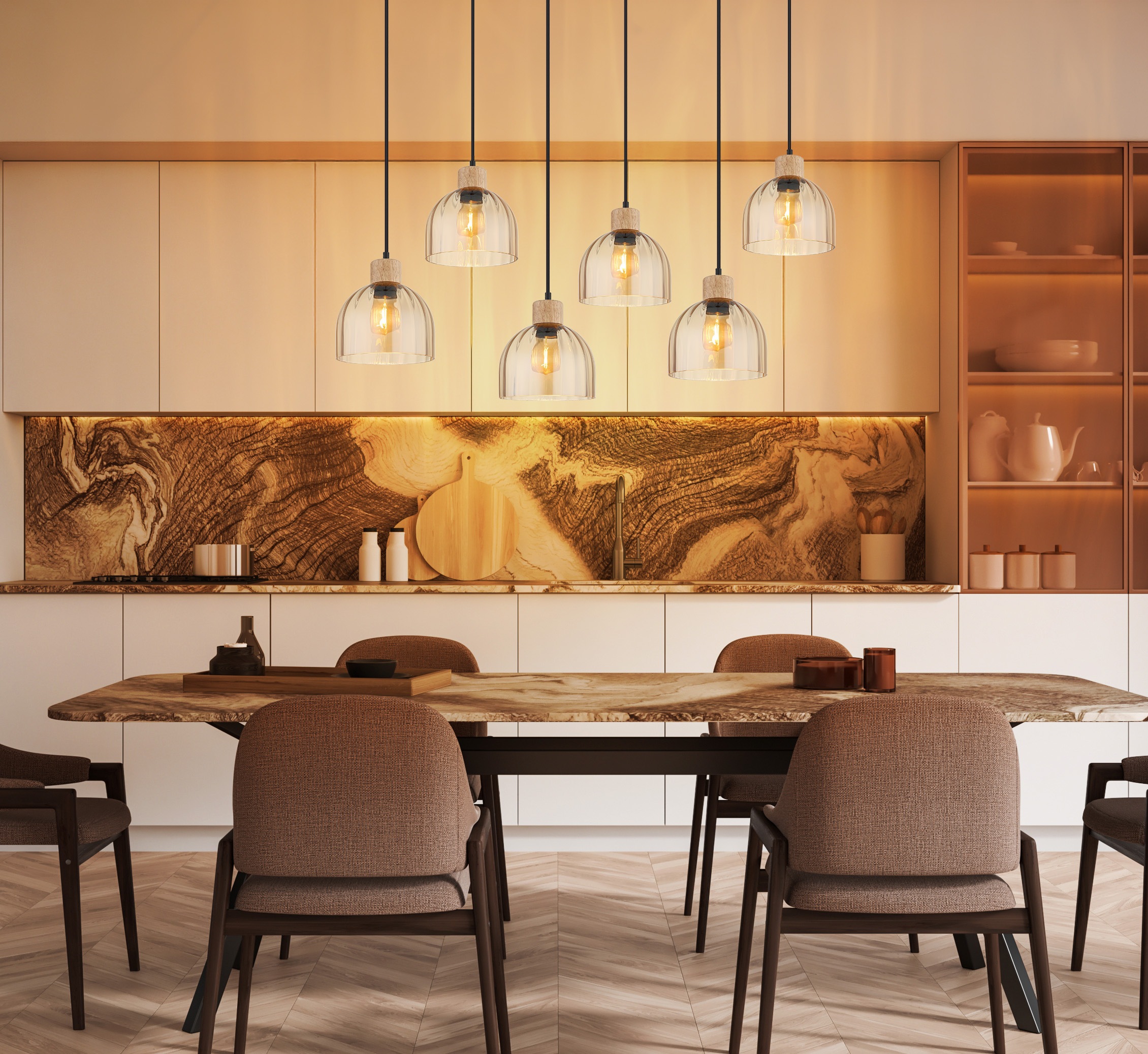 GLOBO LIGHTING Hängeleuchte »SWANSON« E27 1 Stk. Hängeleuchte mit Glas amber, warmes Licht, stilvoll elegant