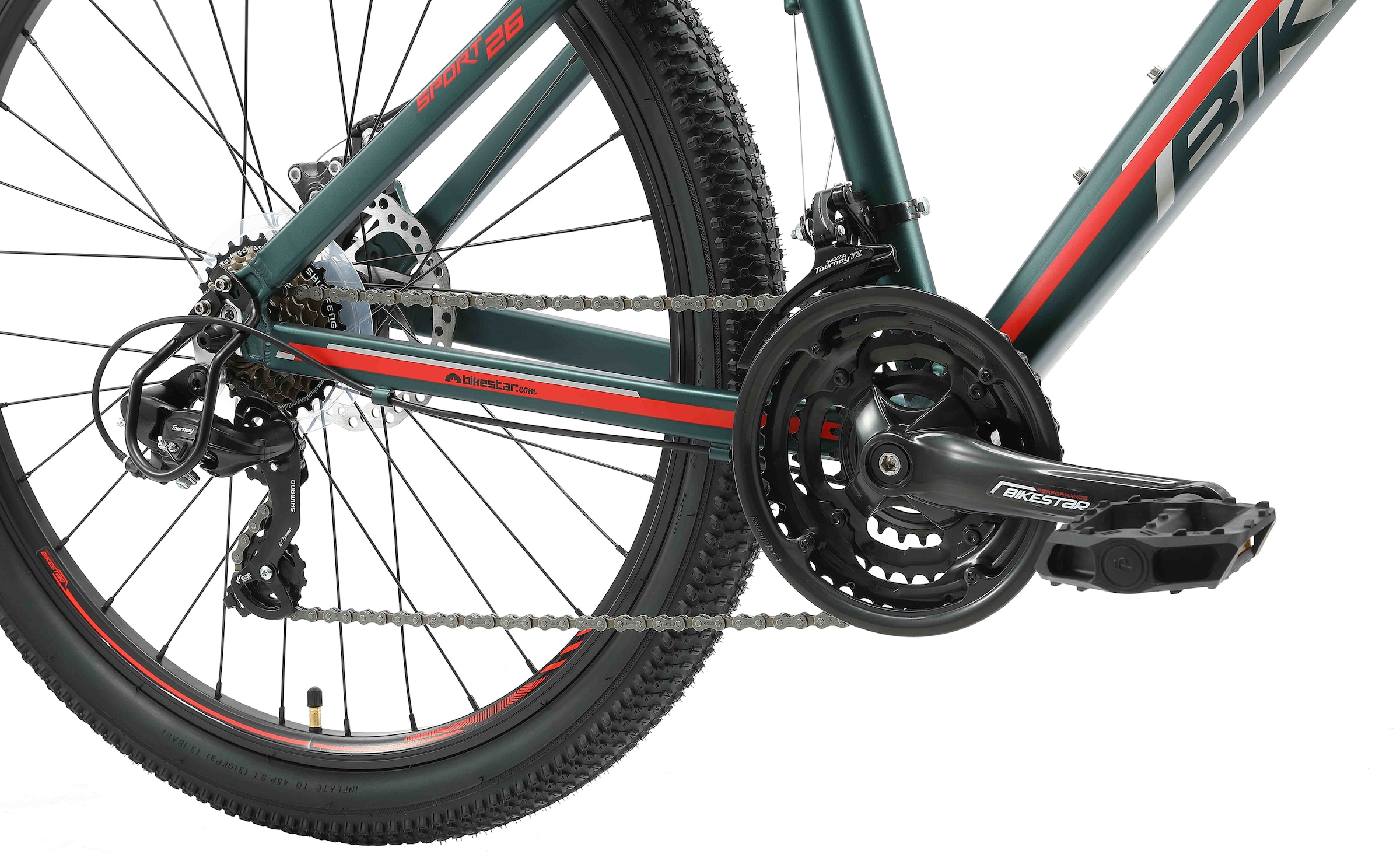 Bikestar Mountainbike, 21 Gang, Shimano, RD-TY300 Schaltwerk, Kettenschaltung, für Damen und Herren, Kettenschaltung