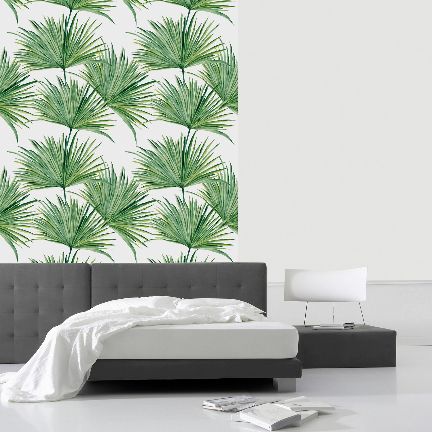 queence Vinyltapete »Tropische Blätter-Grün« Motiv | bedruckt | botanisch | geblümt | gemustert | natürlich glatt 90x250cm, selbstklebend, kinderleichte Anbringung, , Sticker