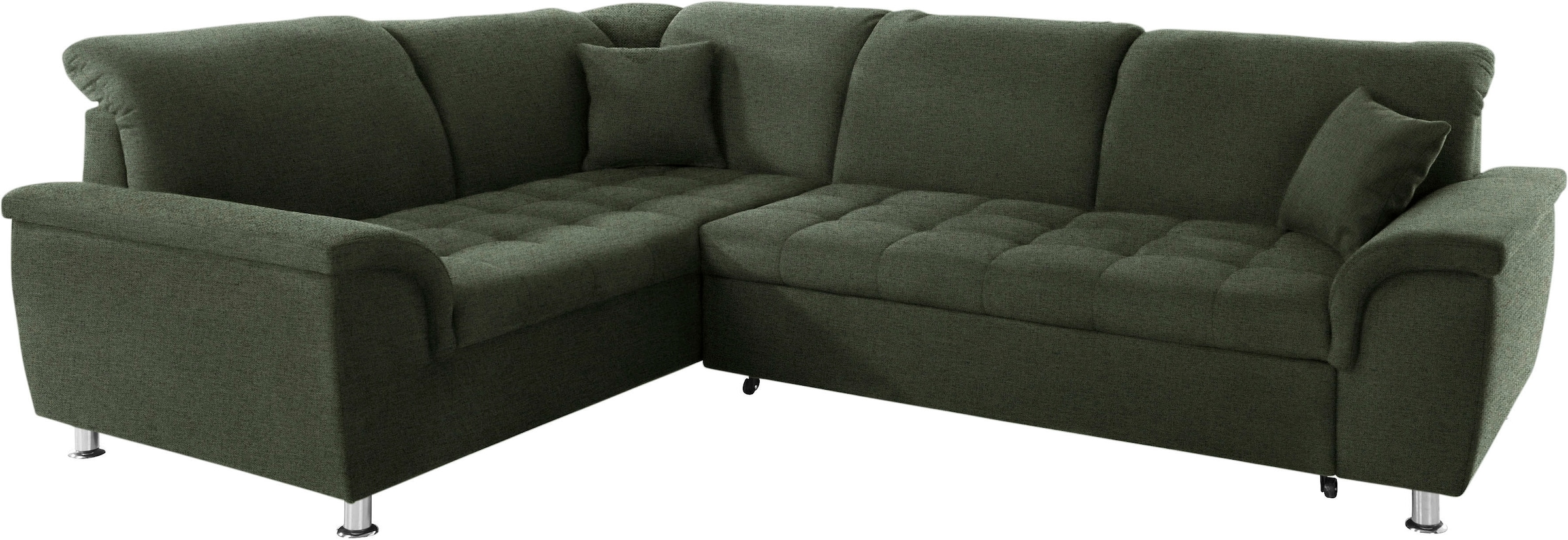 DOMO collection Ecksofa »Franzi, zeitlos und elegant, moderne Sitzheftung, L-Form«, wahlweise mit Kopfteilverstellung (dann Breite: 275 cm)