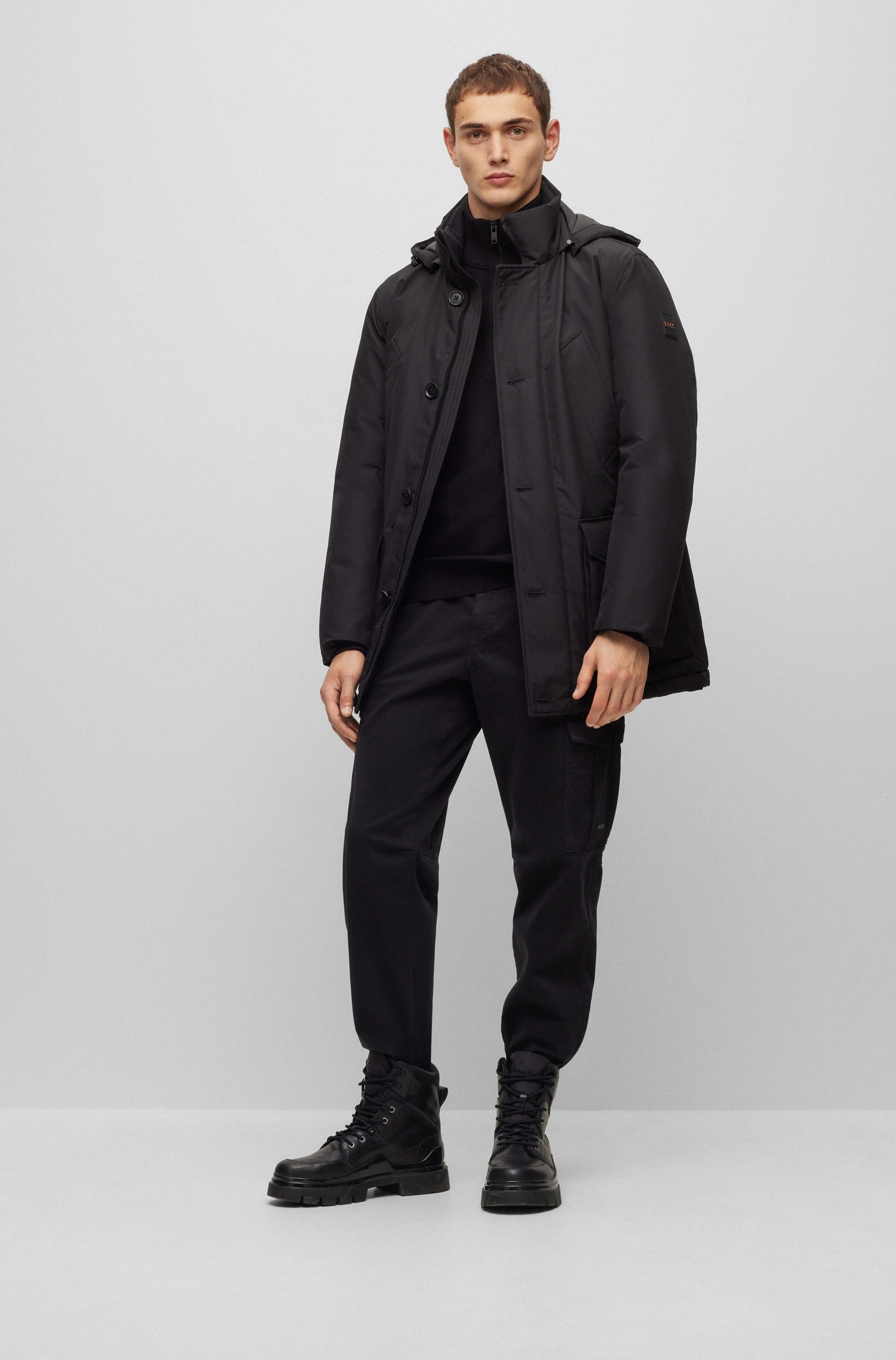 BOSS ORANGE Outdoorjacke »Osiass«, mit Kapuze, mit Knopfverschluss
