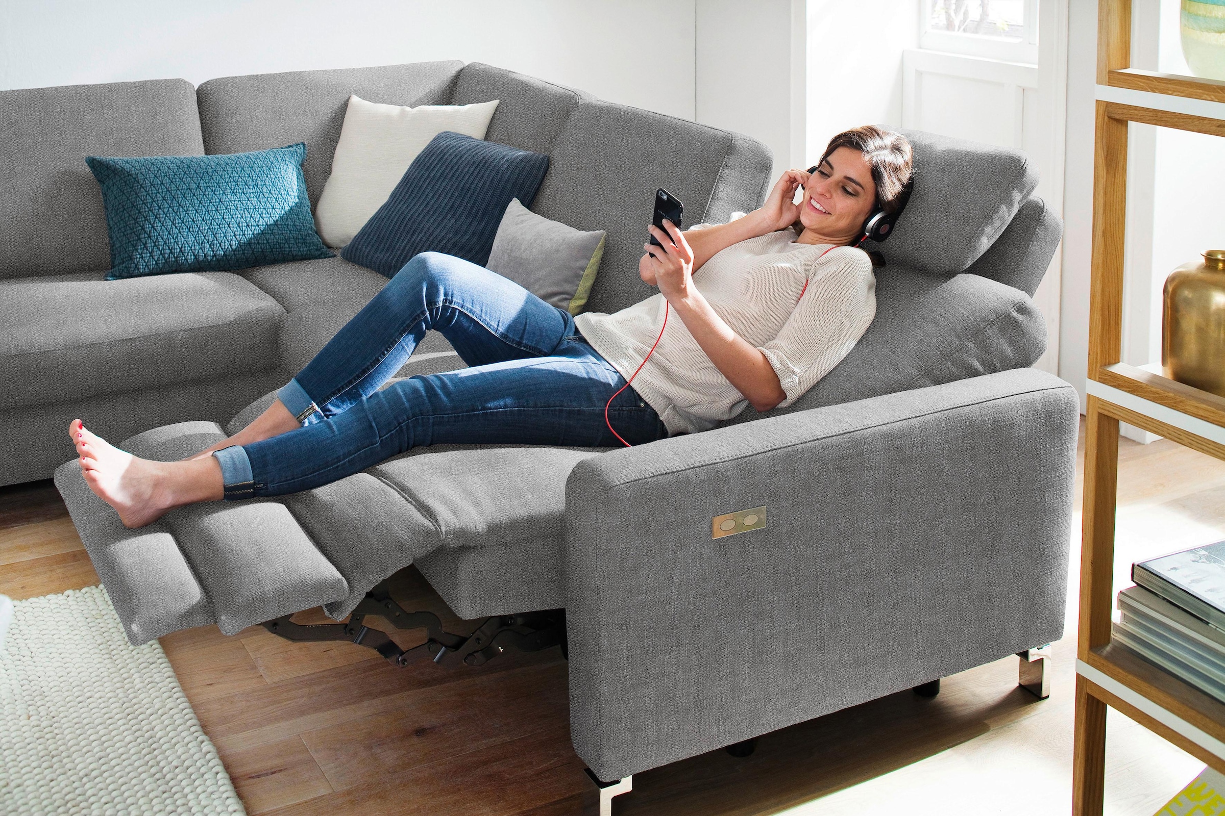 3C Candy Ecksofa »Mainau modern und elegant, mit gutem Sitzkomfort, L-Form«, wahlweise mit elektrischer Relaxfunktion, Federkern
