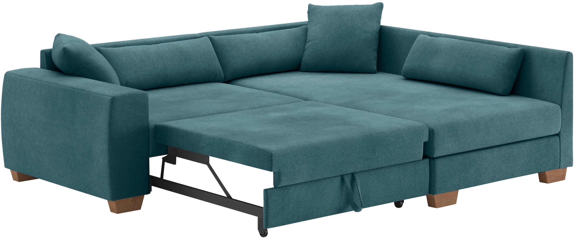 Mr. Couch Ecksofa »Helena L-Form, bis 140 kg belastbar«, mit Taschenfederkern, wahlweise mit Bettfunktion