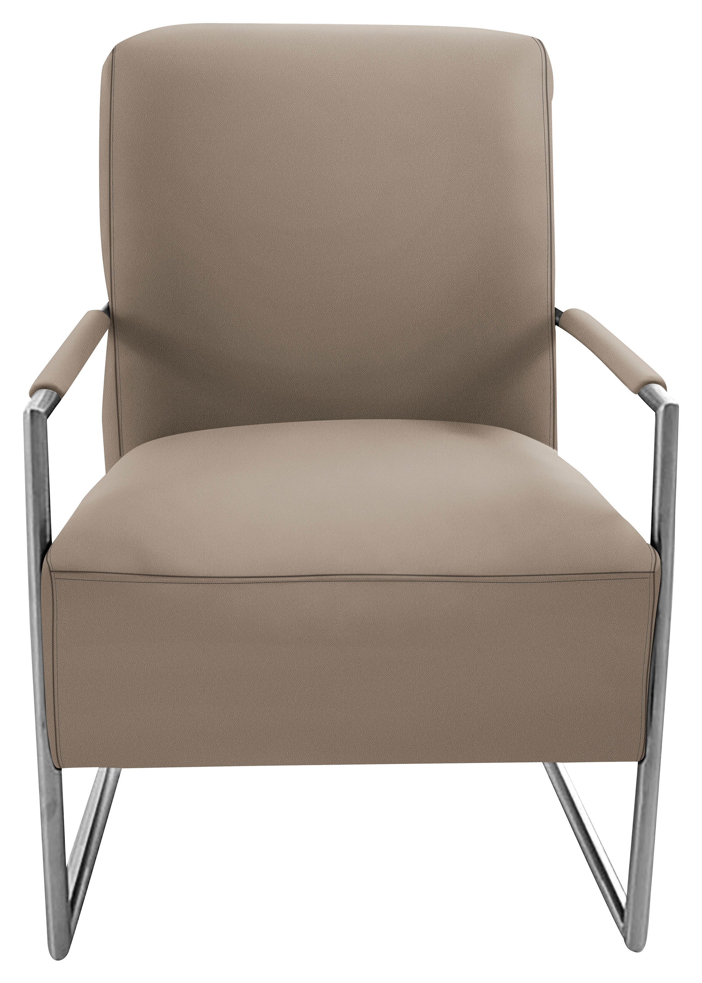 K+W Komfort & Wohnen Cocktailsessel, mit bezogenen Armlehnen, Gestell in Metall Edelstahloptik