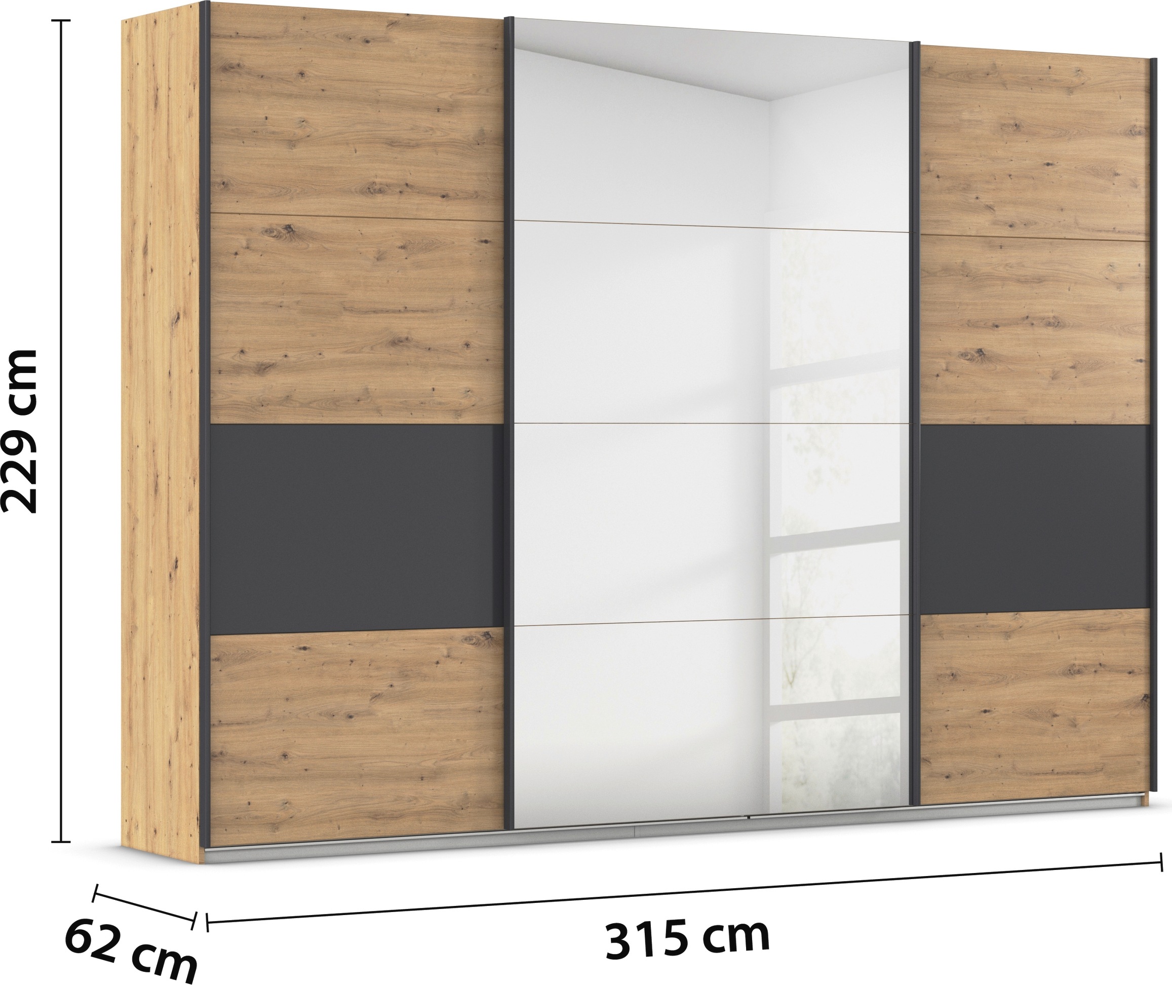 rauch Schwebetürenschrank »Schwebetürenschrank Kleiderschrank Schrank Garderobe CORTONA«, inkl. Inneneinteilung, 2 Stoffboxen und zusätzlichen Einlegeböden