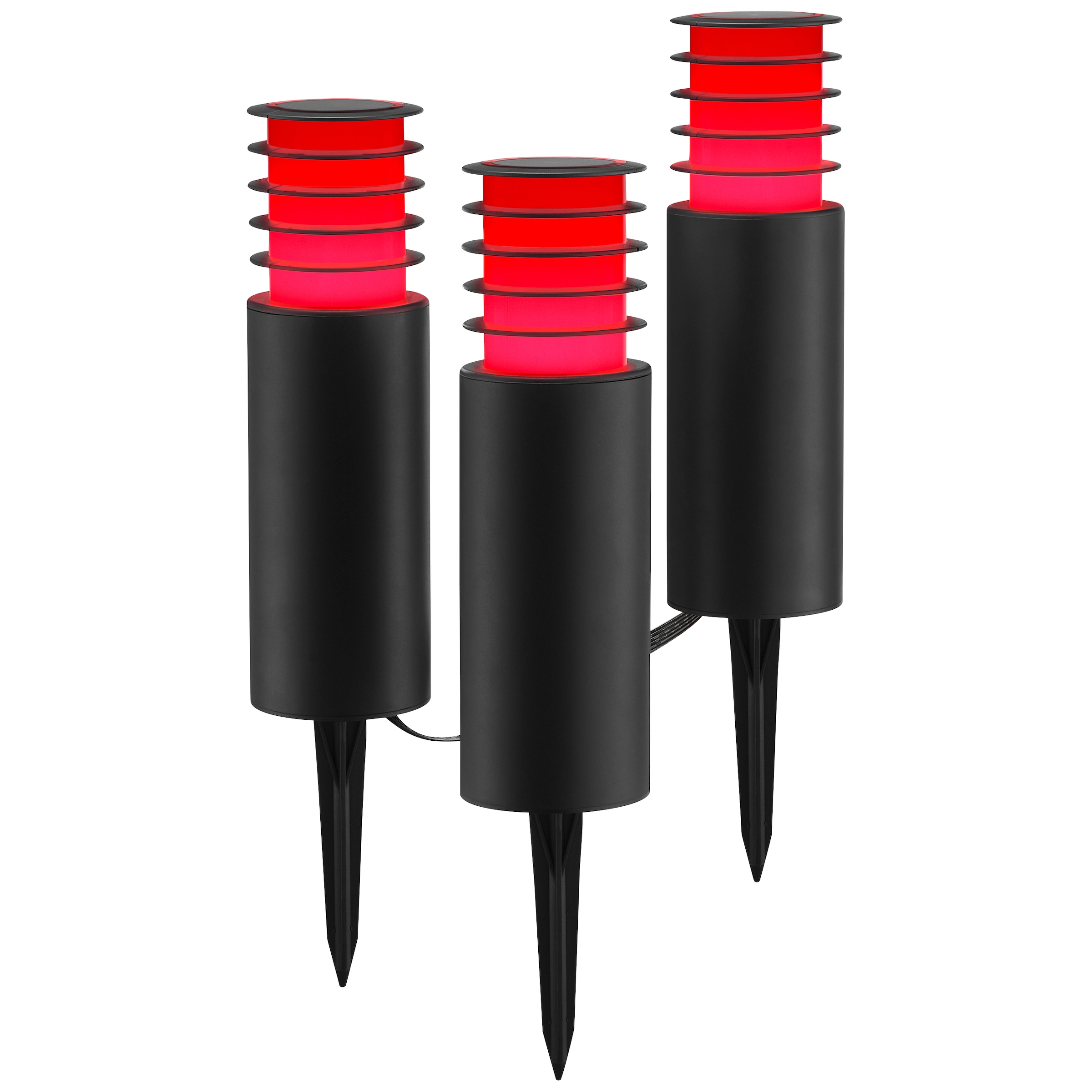 Brilliant LED Gartenleuchte »Carosu« LED-Modul 3 Stk. warmweiß - kaltweiß LED Gartenspieß 3er Set, dimmbar, RGB, CCT, IP44, App steuerbar