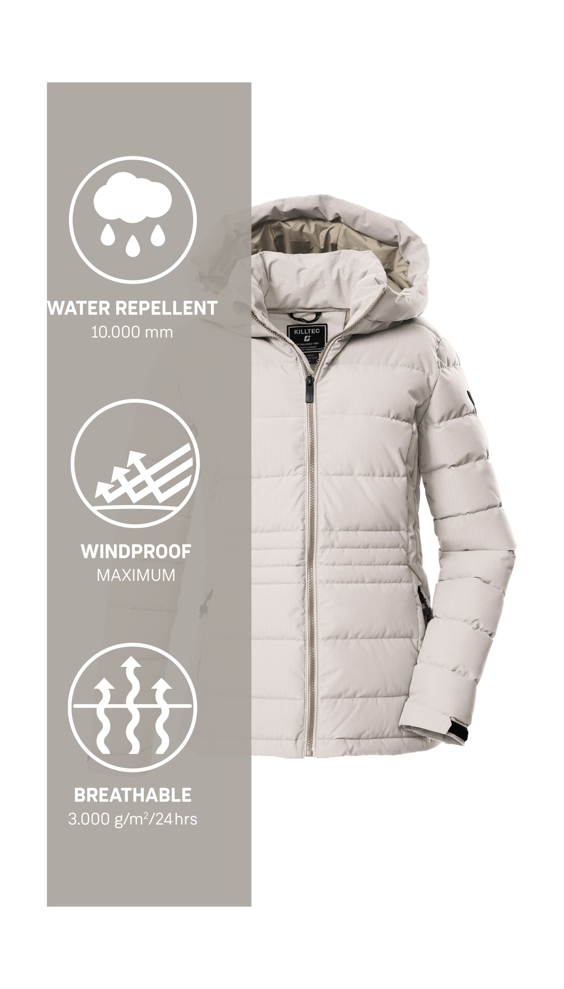 Killtec Steppjacke »KOW 10 WMN QLTD JCKT«, Winddichte, wasserabweisende Damen Steppjacke mit verstellbarer Kapuze