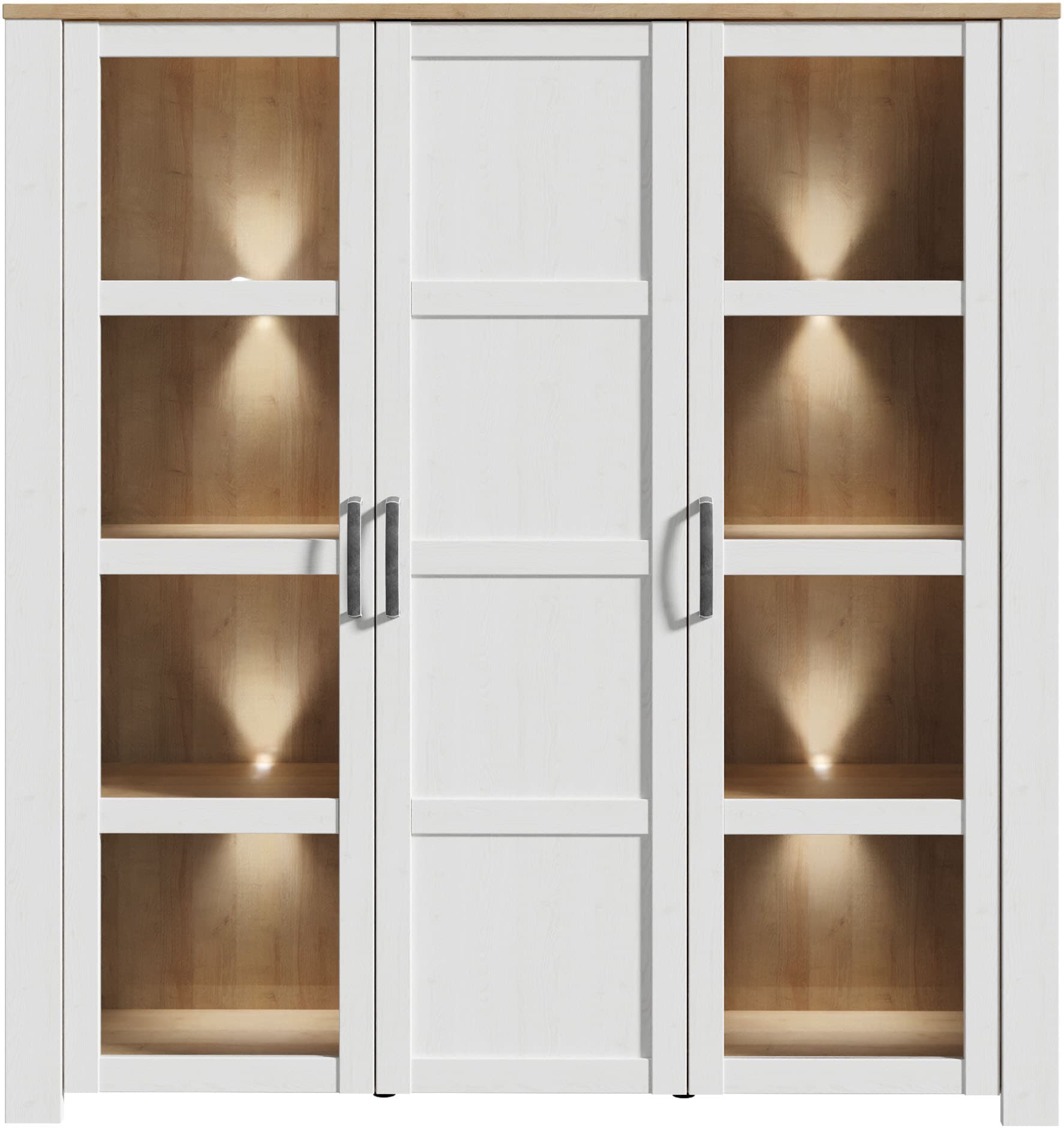 FORTE Highboard »Bohol, großes Highboard 2, Glastüren, viel Stauraum« B/H/T 151,1/160,6/42 cm Beleuchtung optional bestellbar