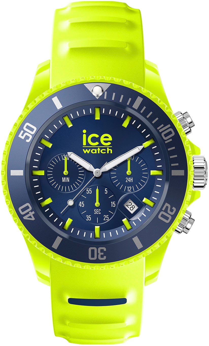 ice-watch Chronograph »ICE chrono - Yellow blue - Medium - CH, 021594«, Quarzuhr, Armbanduhr, Herren, Datum, Stoppfunktion, 12/24-Std.-Anzeige