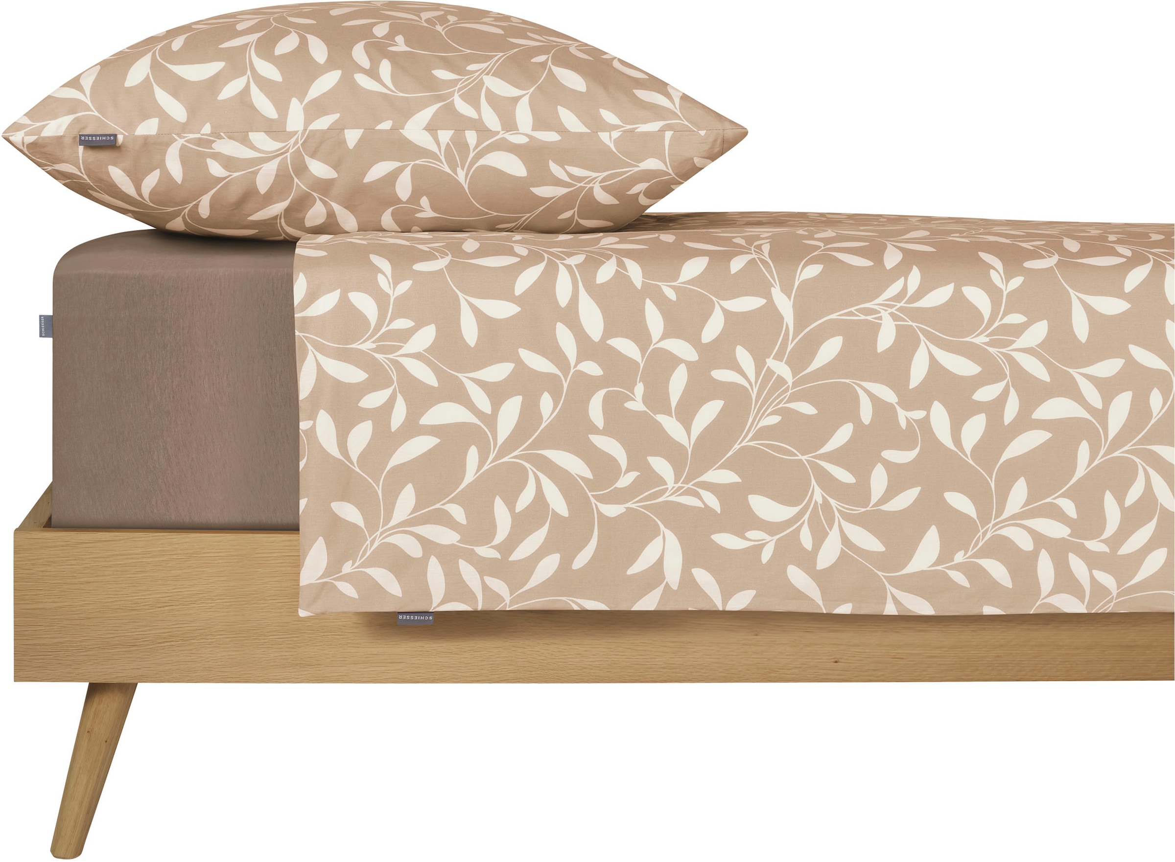 Schiesser Bettwäsche »Liliebeth aus weicher Baumwolle mit elegantem Blattmuster«, Made in Green
