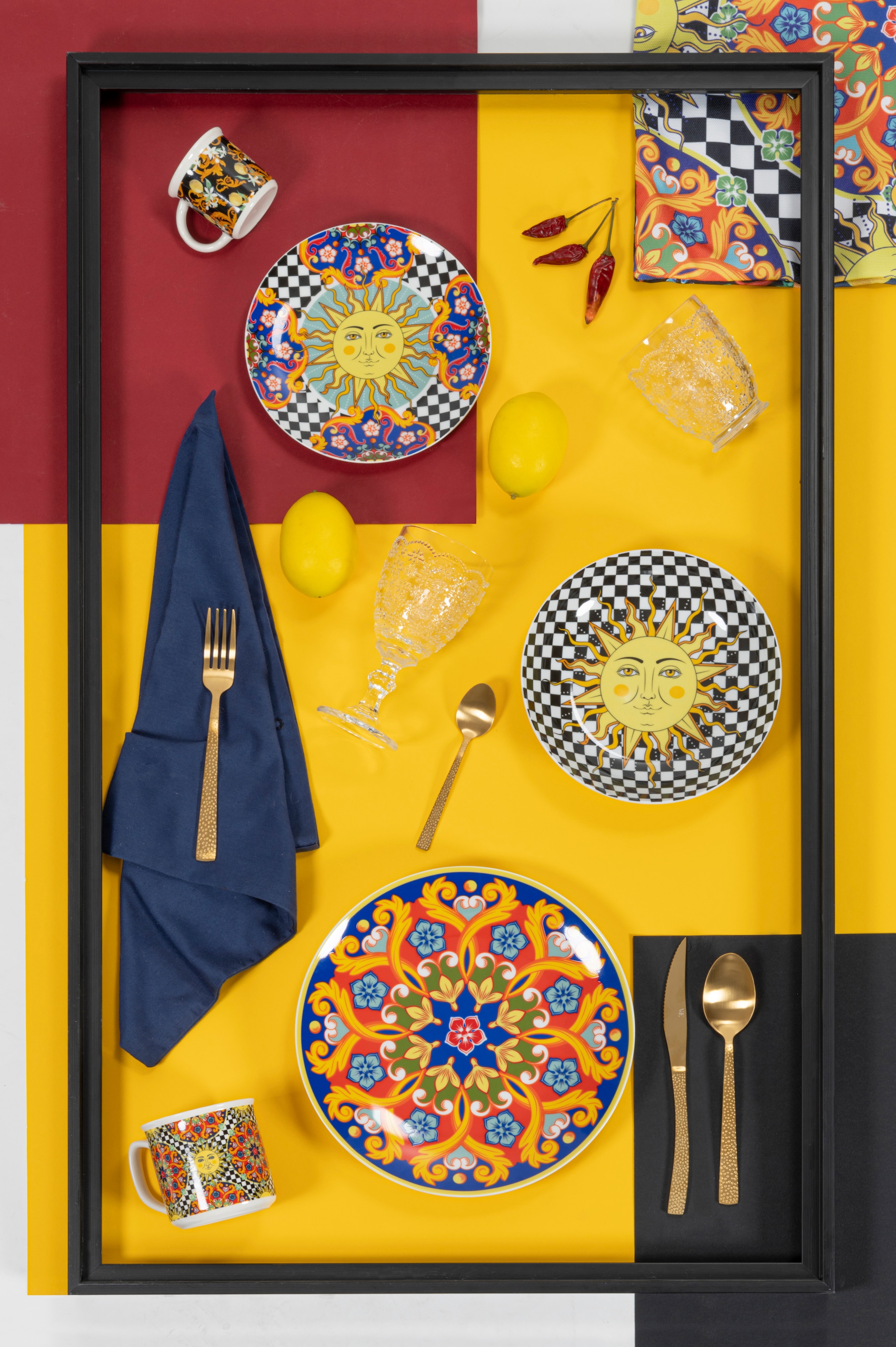 Villa d'Este Teller-Set »Geschirr-Set Sole Mio«, (Set, 18 tlg.), Service, Tafelservice, 18 Teile, für 6 Personen