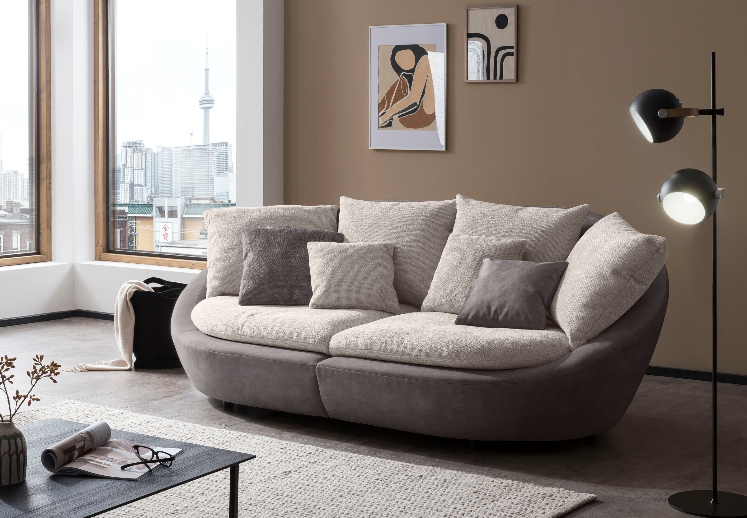 TRENDMANUFAKTUR Big-Sofa »Maui, inklusive 4 Rückenkissen und 2 Zierkissen, günstig online kaufen