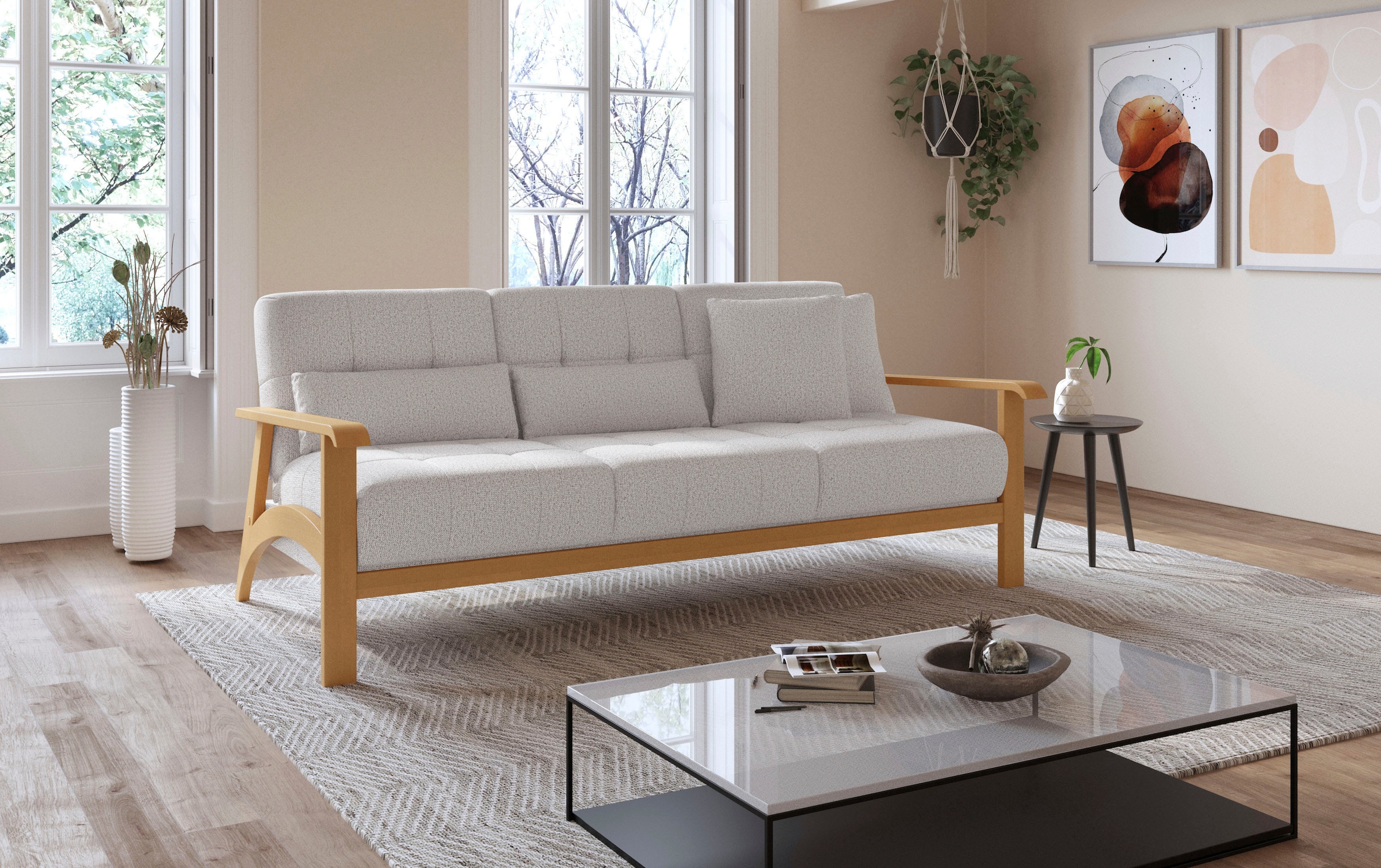 sit&more 3-Sitzer "Billund" Armlehnen aus eichefarbigem Buchenholz, verschi günstig online kaufen