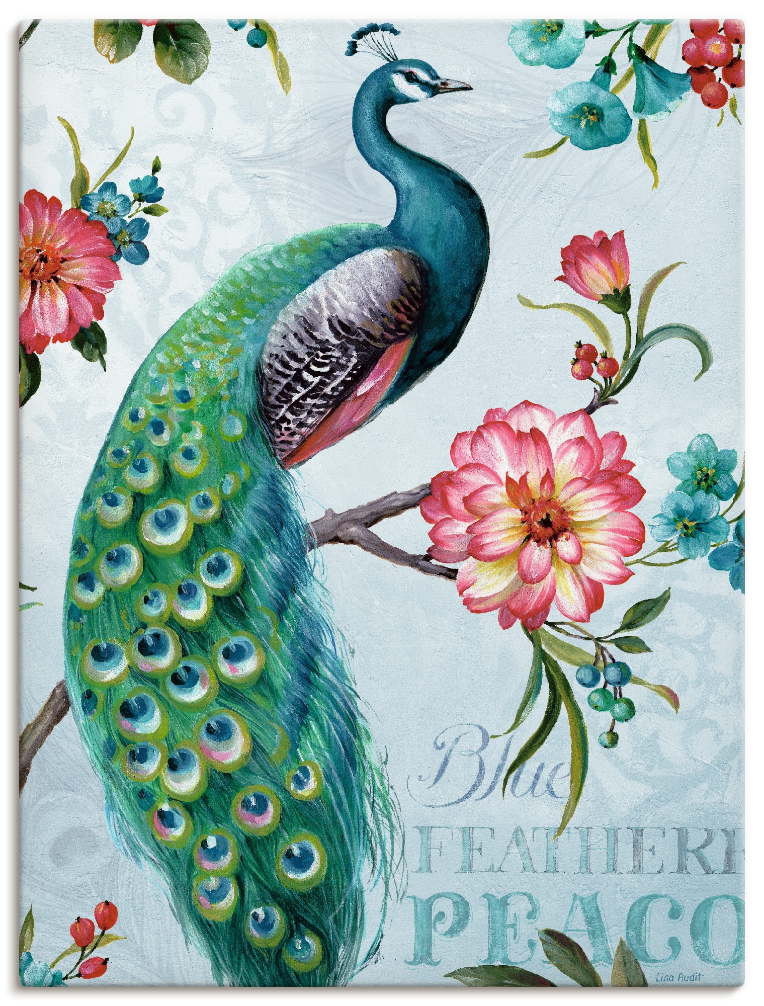 Artland Wandbild »Blau gepfederter Pfau« Vögel 1 Stk. tlg. als Leinwandbild günstig online kaufen