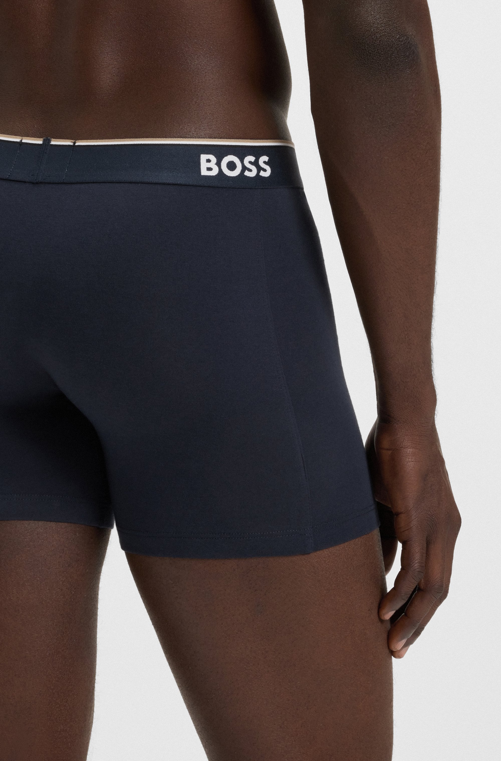 BOSS Langer Boxer »Brief 3 PACK«, mit farblich passendem Webbund