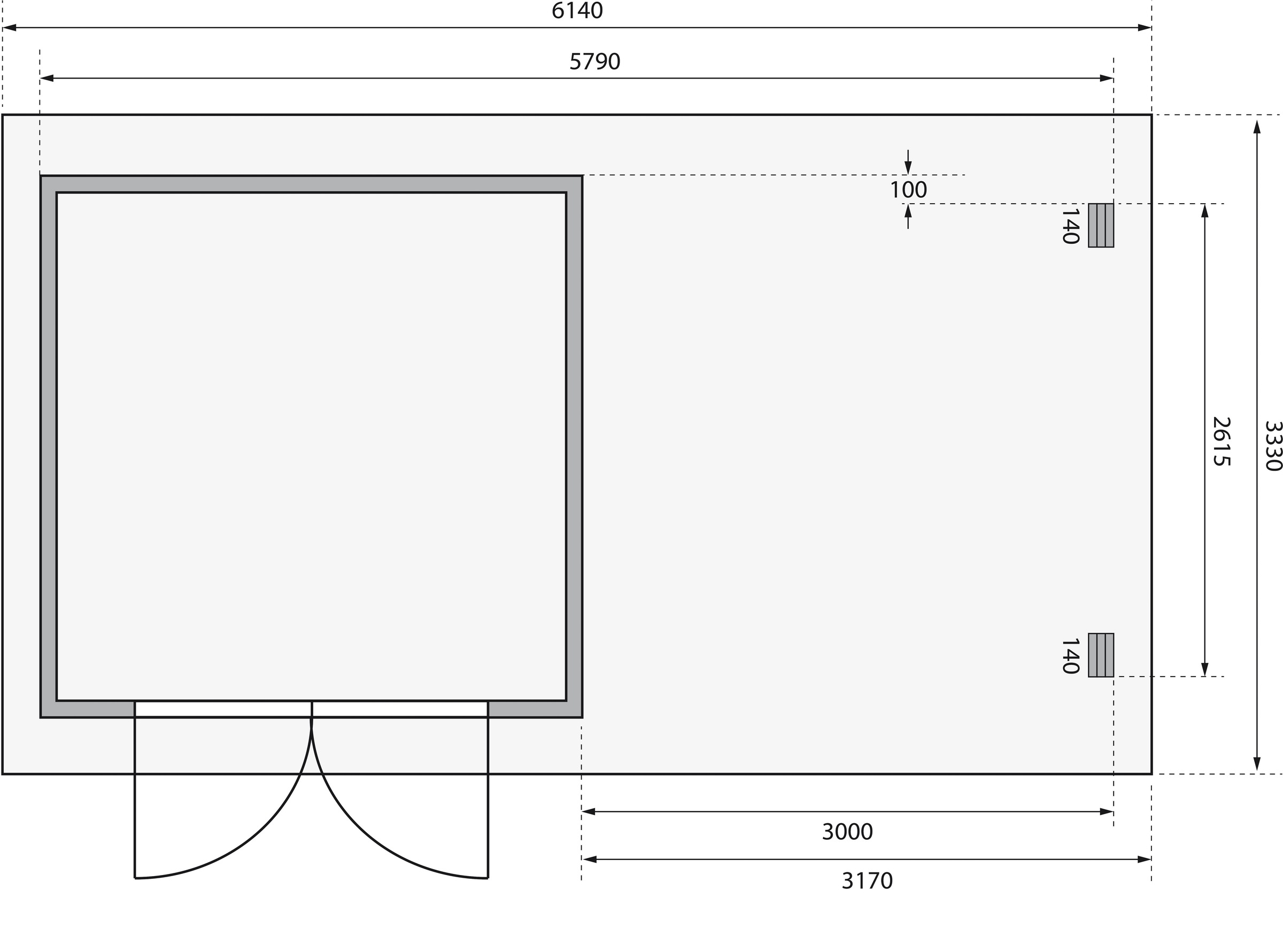 Karibu Gartenhaus »Schloßsee 5« terragrau oder natur, mit Anbaudach