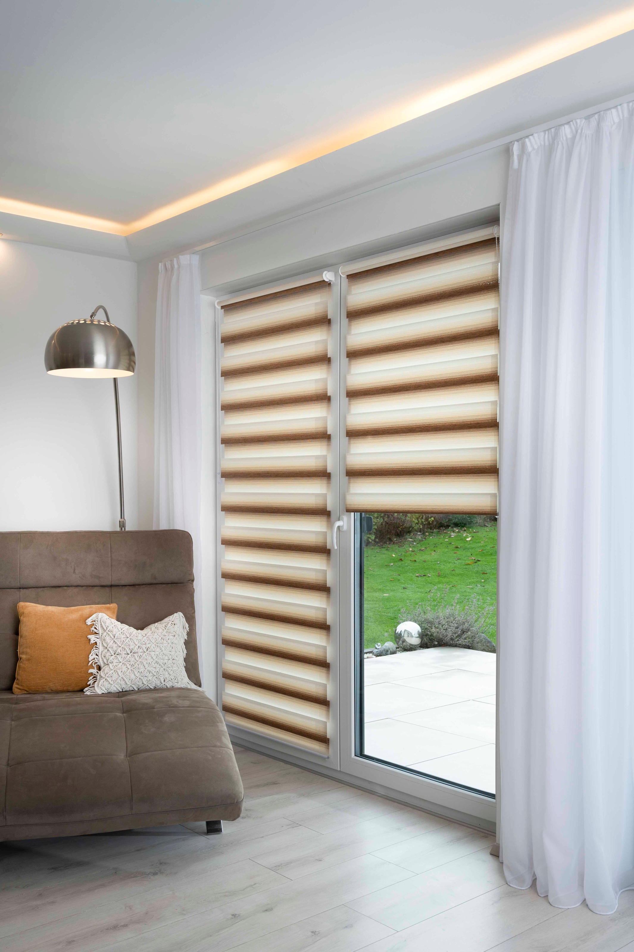 K-HOME Doppelrollo »Doppelrollo mit schönen Farbverlauf« Lichtschutz ohne Bohren freihängend