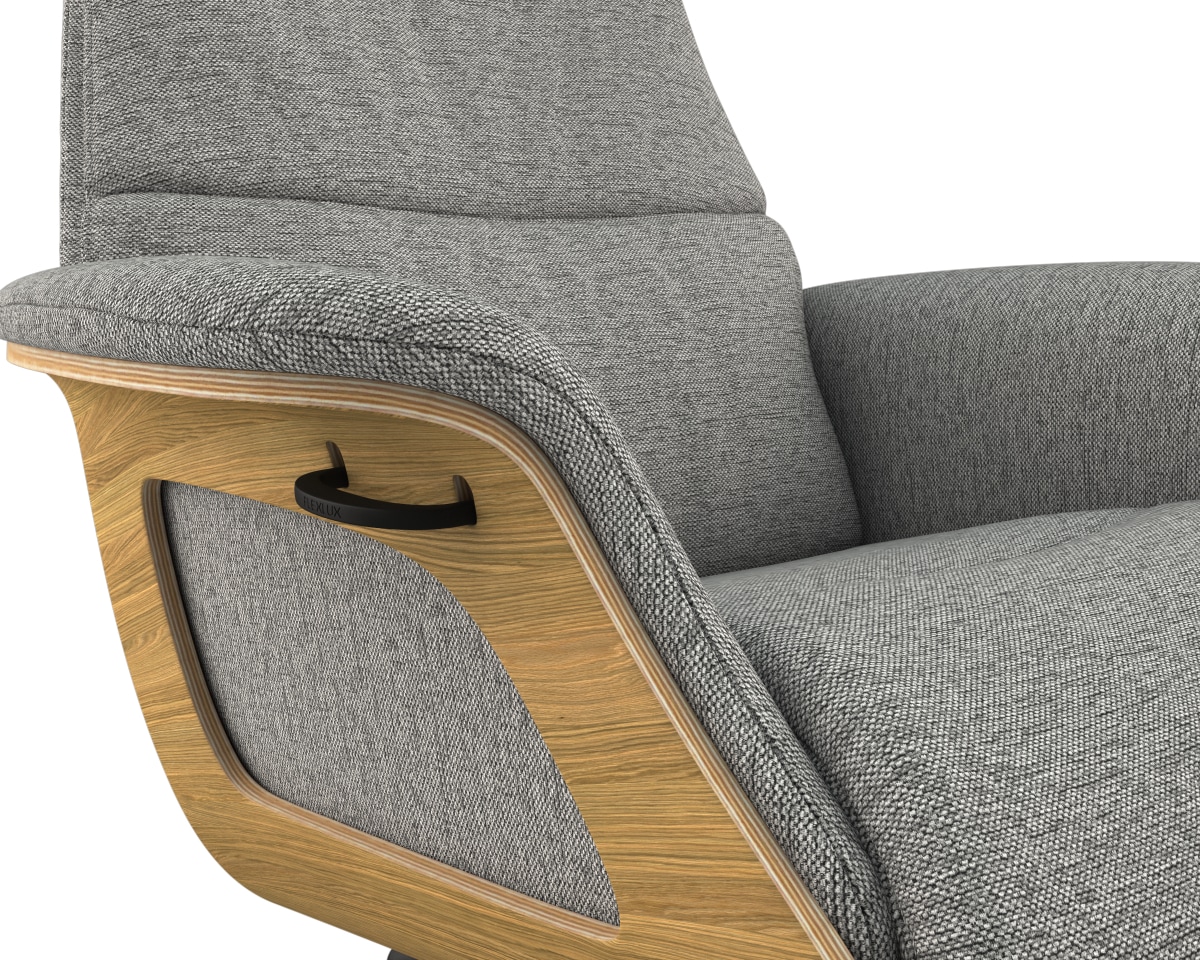 FLEXLUX Relaxsessel »Clement Rücken u. Kopfverstellung, ergonomisch, Airchannels,« Rücken- & Kopfteilverstellung, Drehbar, Armlehne Eiche, Fuß Schwarz