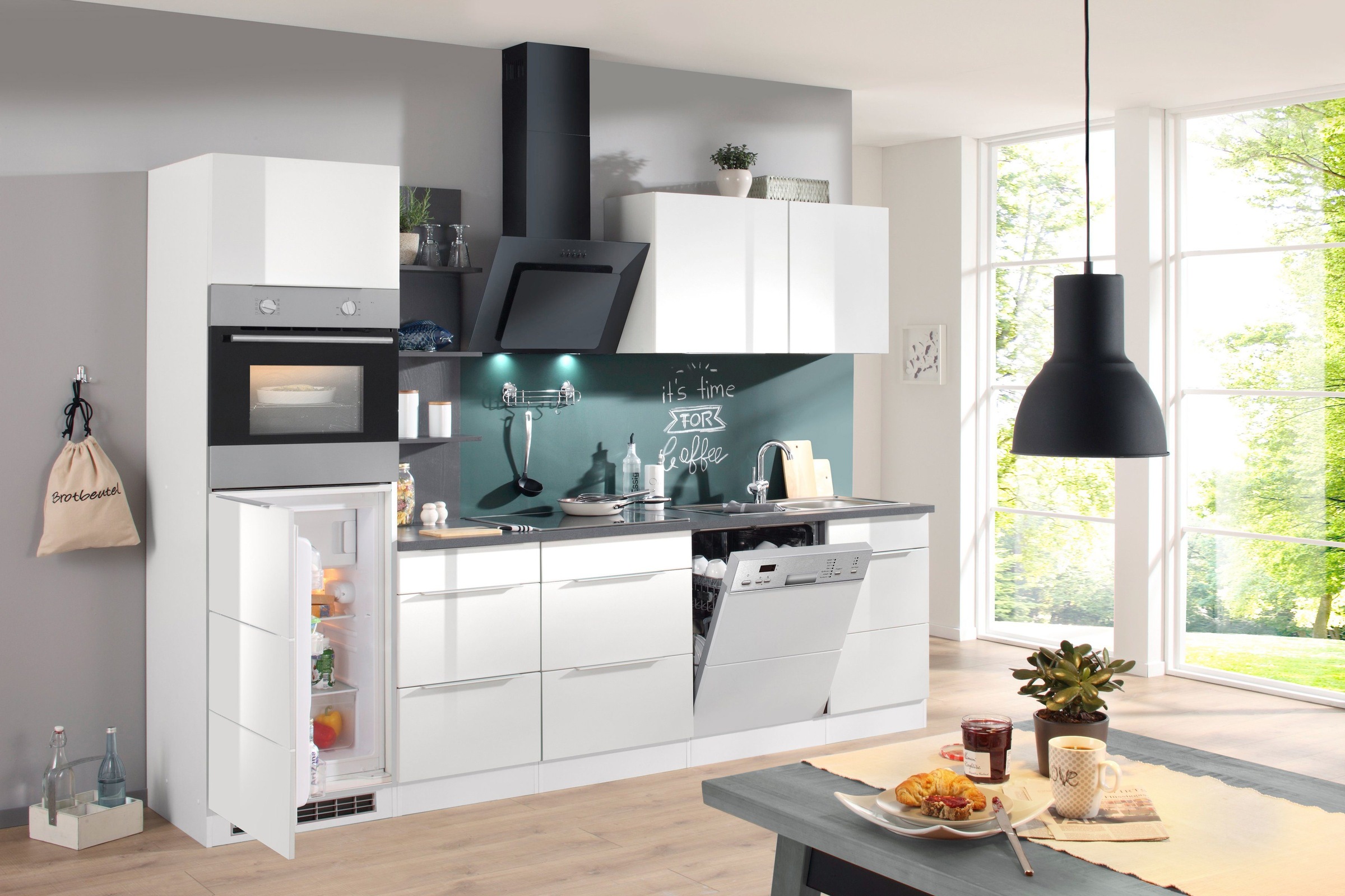 KOCHSTATION Küchenzeile »KS-Brindisi Breite 280 cm«, wahlweise mit E-Geräten und Induktion, mit MDF-Fronten und Regal