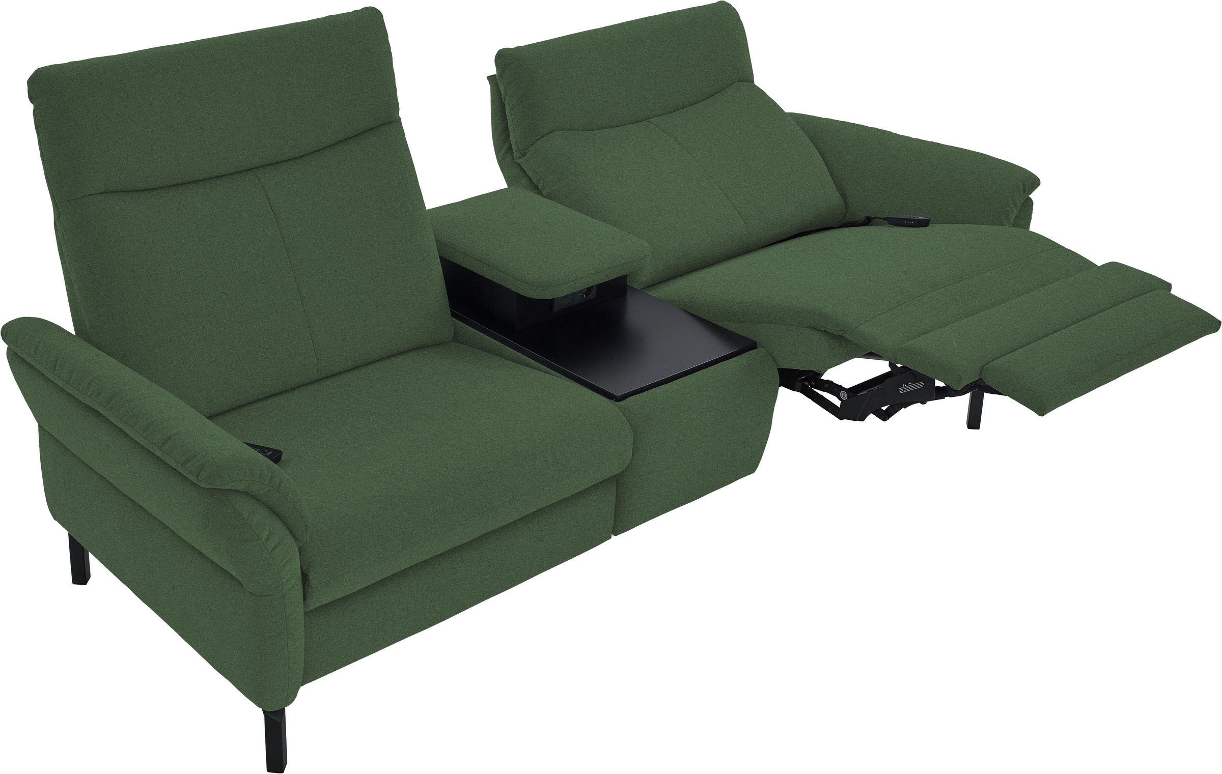 Places of Style 2-Sitzer »Sisto, inklusive 2x Relaxfunktion motorisch mit Herz-Waage-Beschlag«, Zwischenelement mit Tisch, Steckdose & USB-Ladestation
