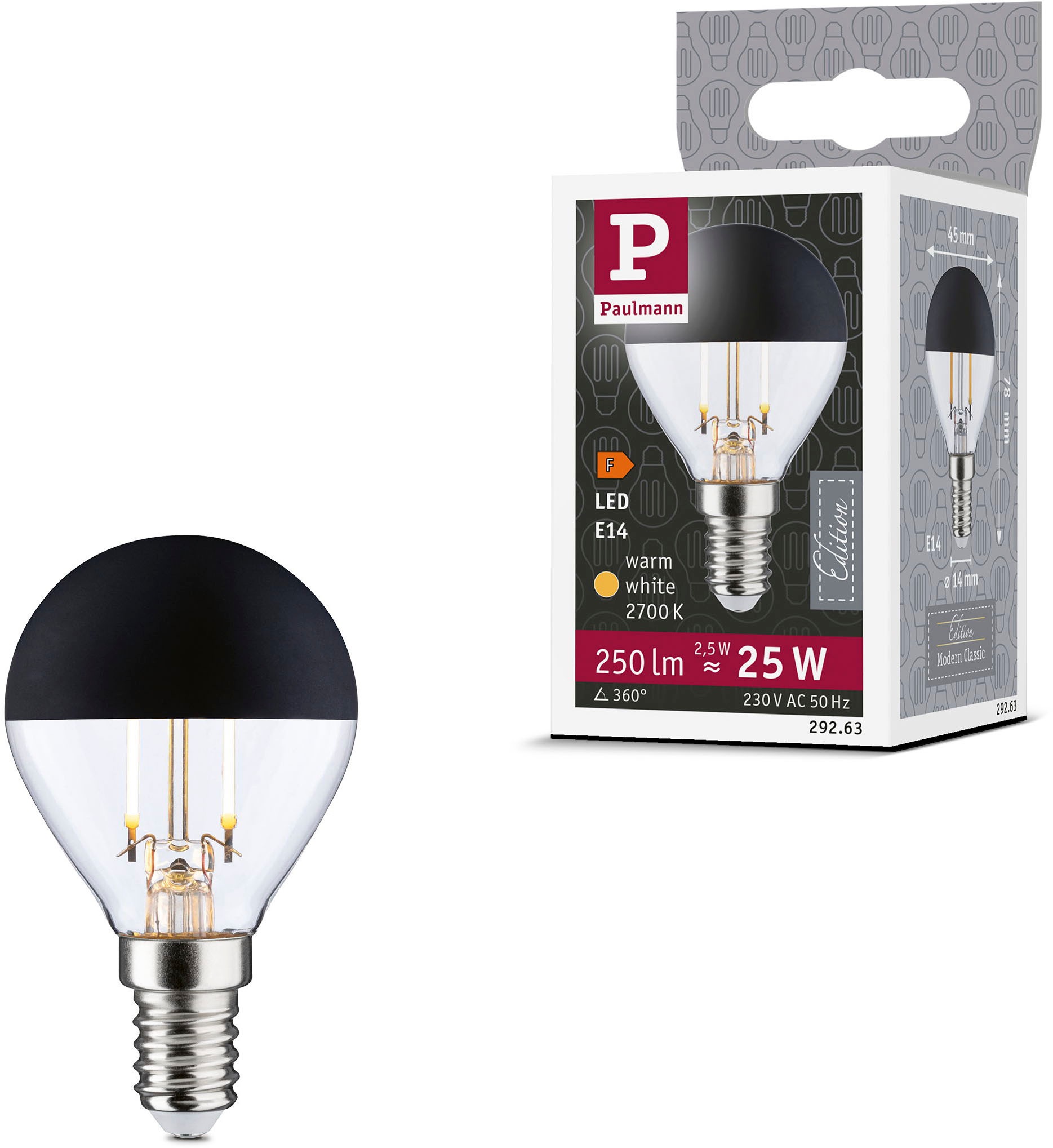 Paulmann LED-Leuchtmittel »LED Tropfen Kopfspiegel 250lm E14 2700K 2,5W 230 günstig online kaufen