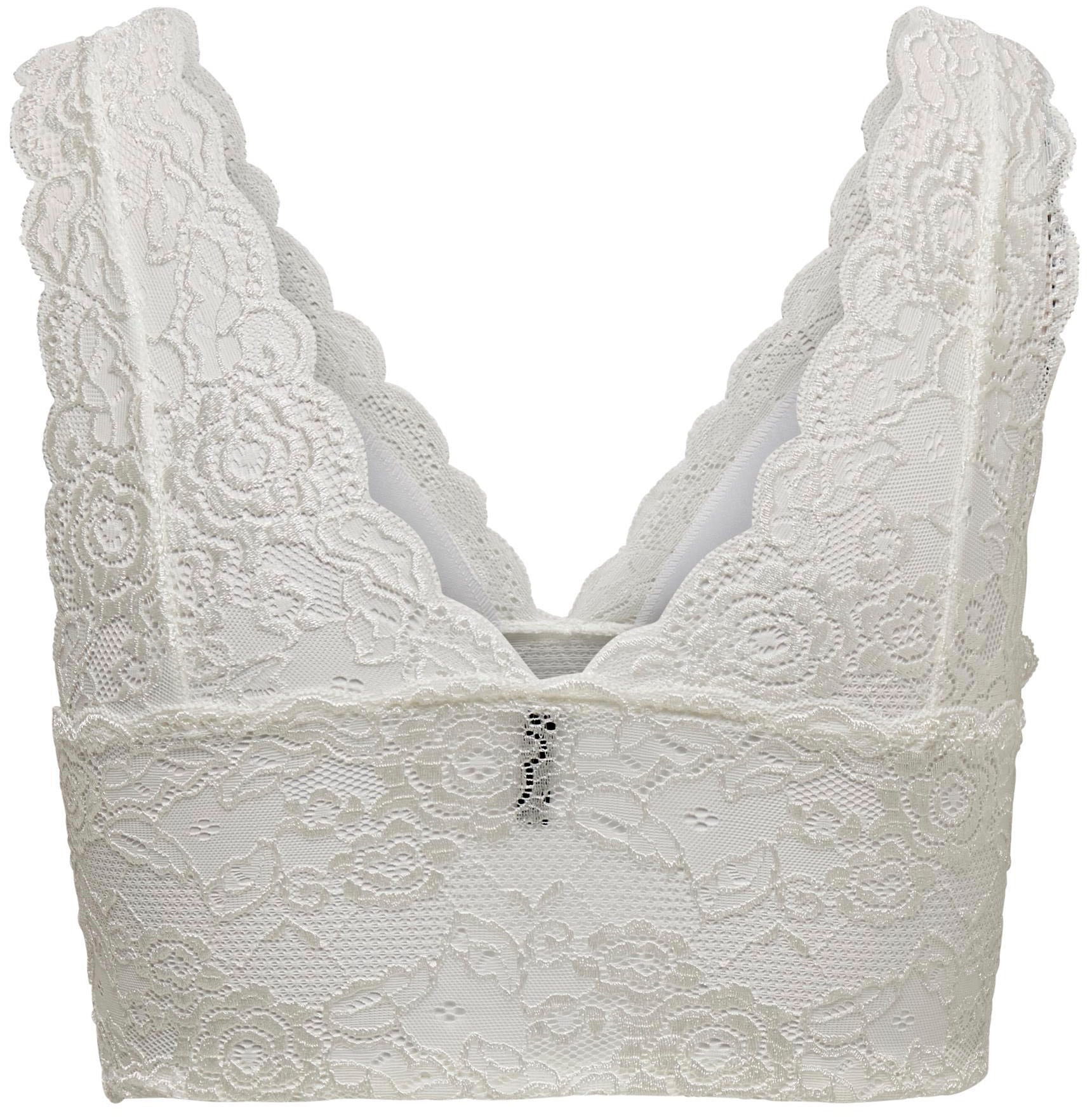 ONLY Spitzentop »ONLCHLOE – Spitzen-Bra mit gepolsterten Cups und Stretch«, regular fit, feminin, Spitze, Kunstfaser, V-Ausschnitt