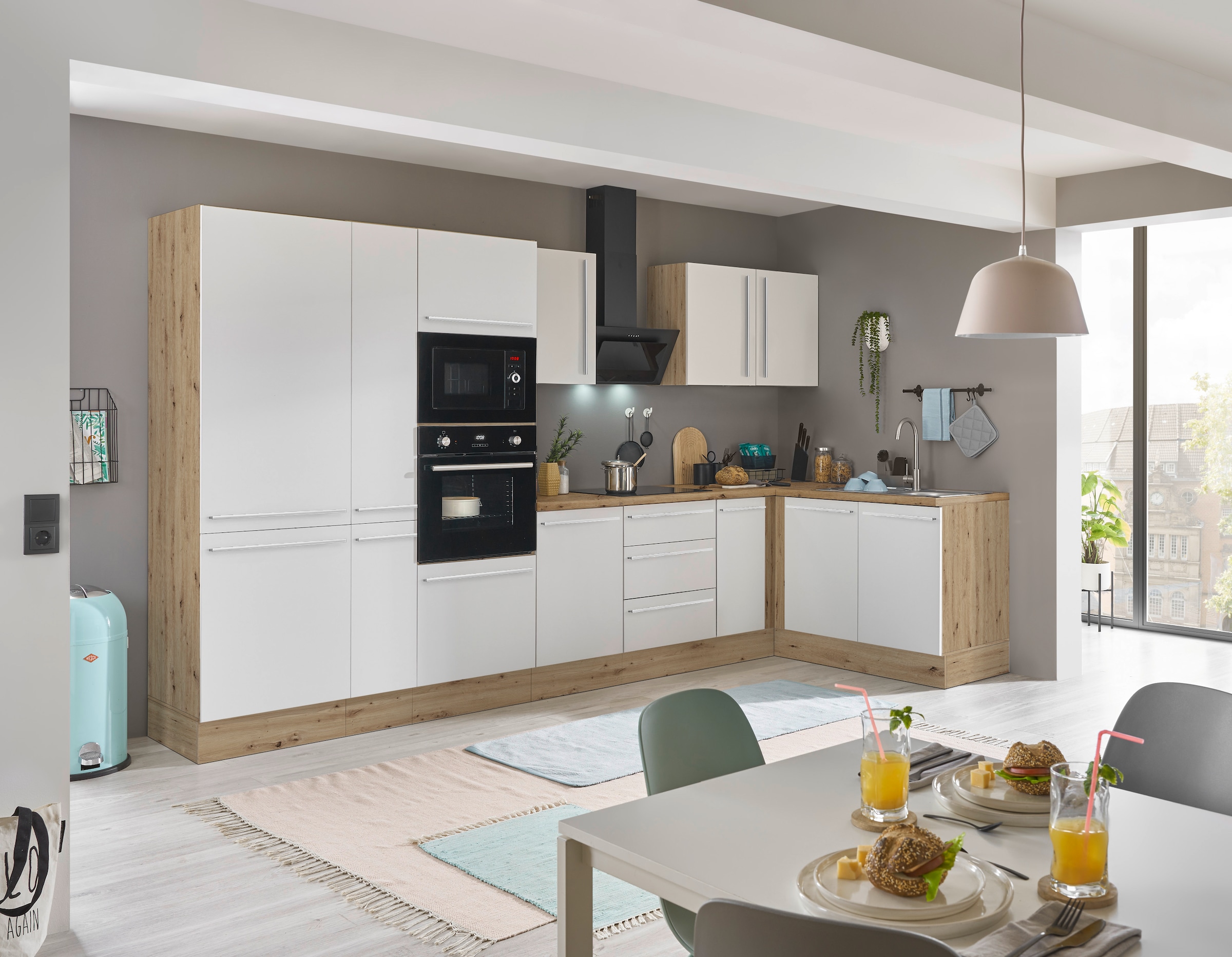 KOCHSTATION Winkelküche »Florida, Stellbreite 360x165 cm«, wahlweise mit E-Geräten, mit Softclose für Türen und Schubkästen