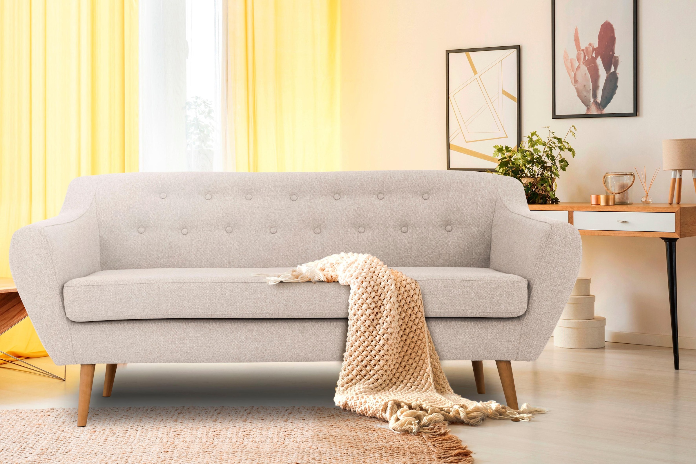 Home affaire 3-Sitzer »Renne« mit Heftung im Rücken im skandinavischem Stil günstig online kaufen