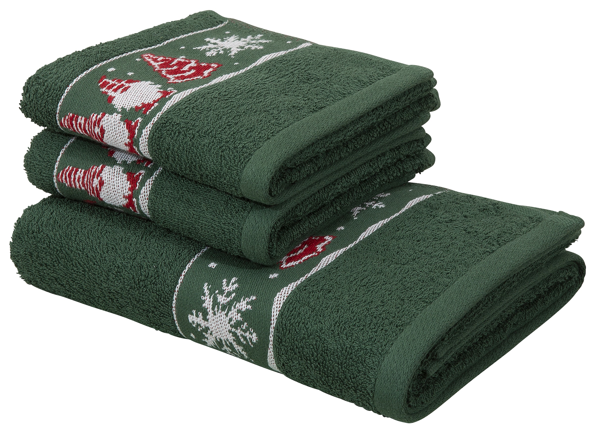 tlg., »Weihnachten«, Walkfrottee, weihnachtliches 100% Handtuchset, mit im 3 Sternen bestellen home & Bordüre, Set, Baumwolle Set Online-Shop my Handtuch