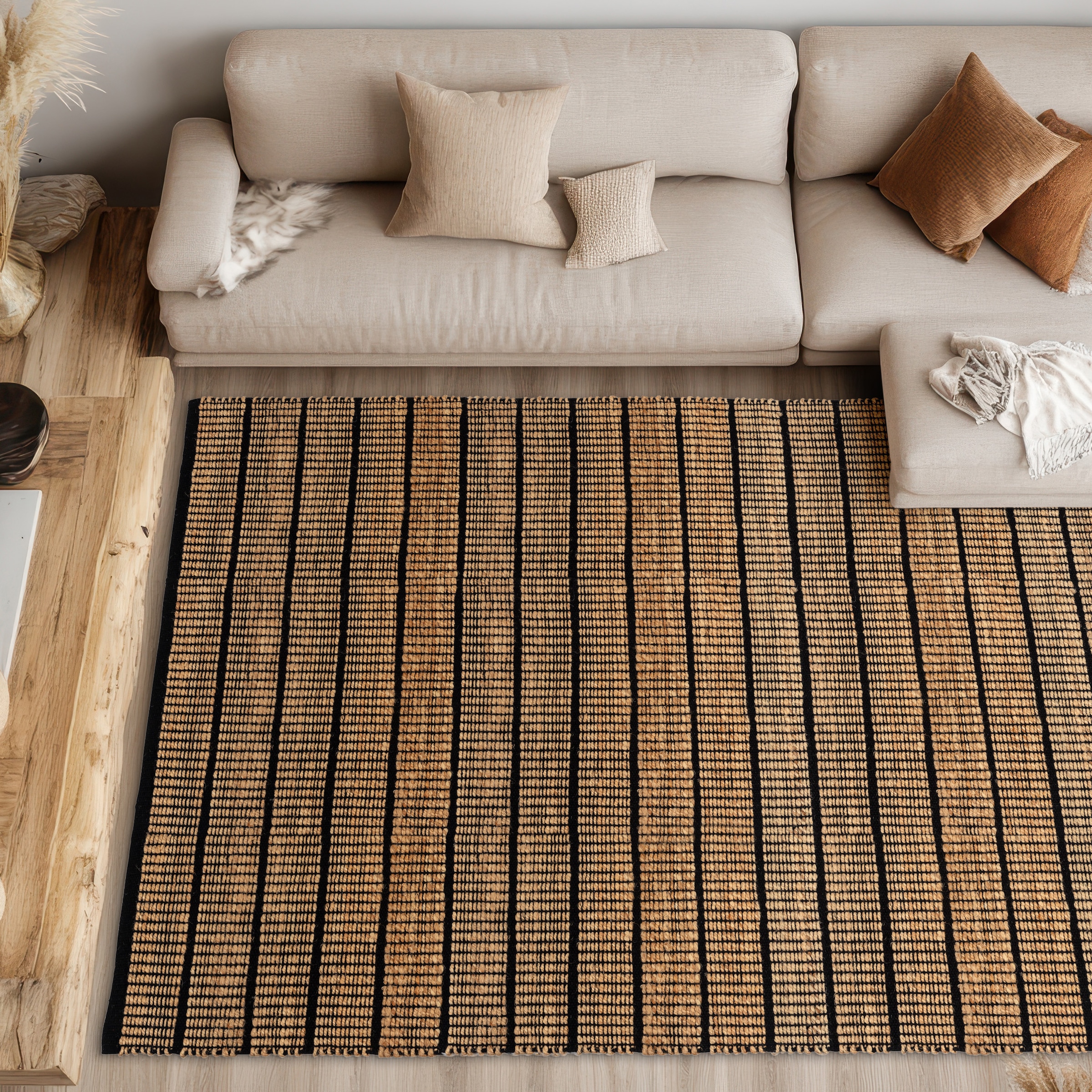 SCHÖNER WOHNEN-Kollektion Teppich »Nalaya« rechteckig 10 mm Höhe Jute/Baumwolle, rustikale Haptik, Streifenoptik, Wohnzimmer